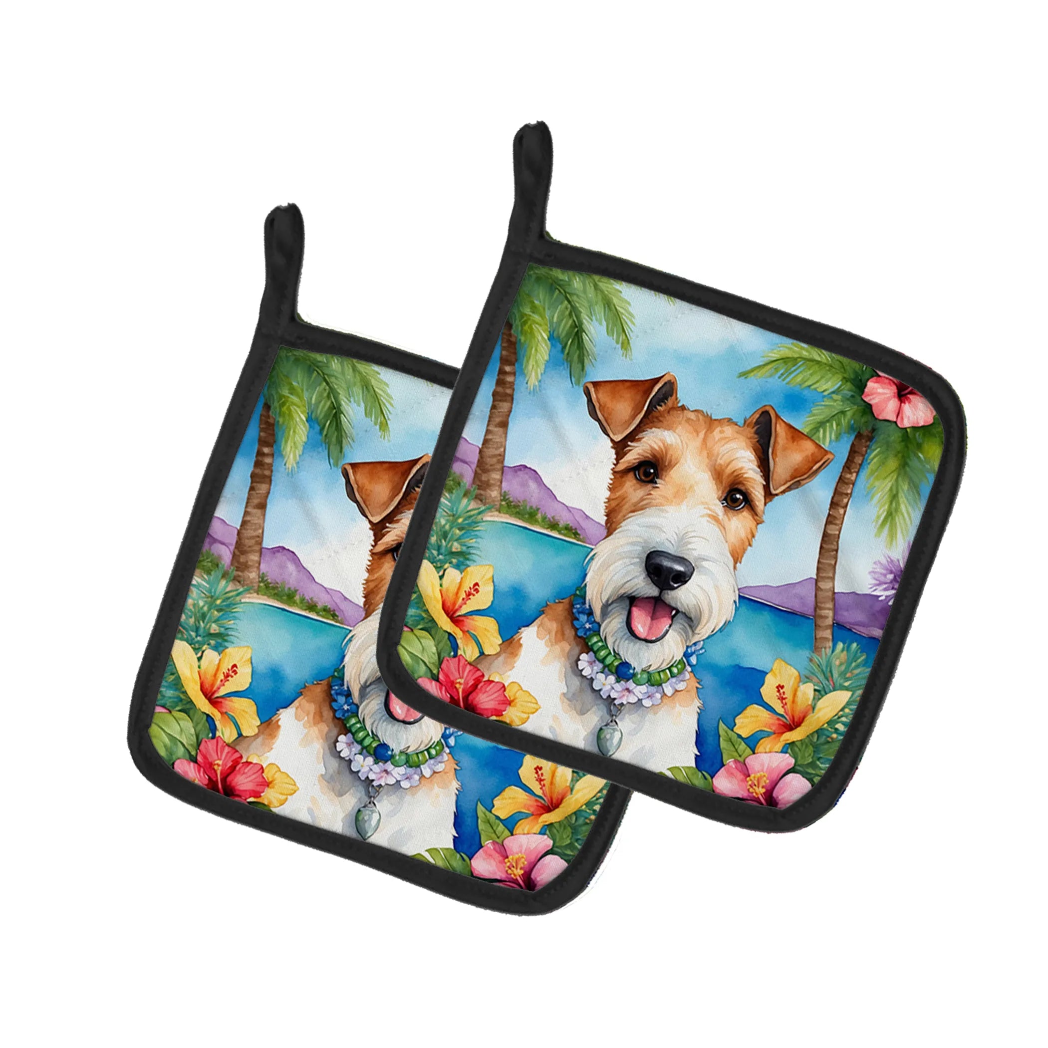 Luau Party Pair of Pot Holders - Size: 7.5HX7.5W | Pack Of: 1 | Collection name: Luau party