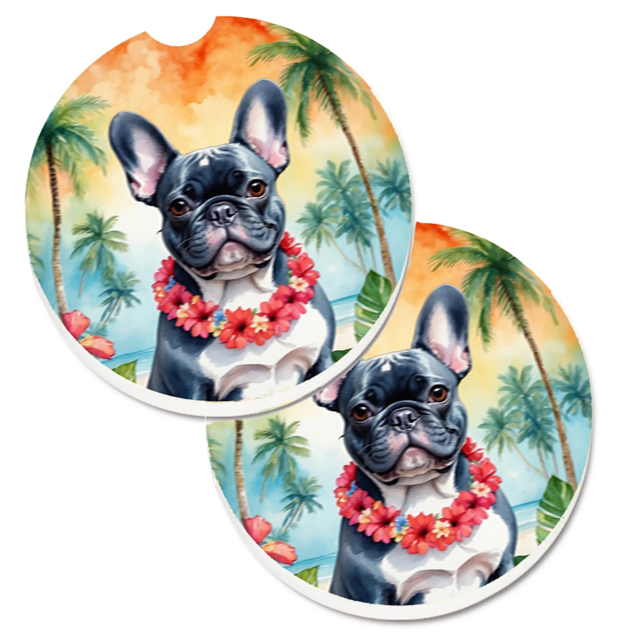 Luau Party Set of 2 Cup Holder Car Coasters - Size: 2.56 | Pack Of: 1 | Collection name: Luau party