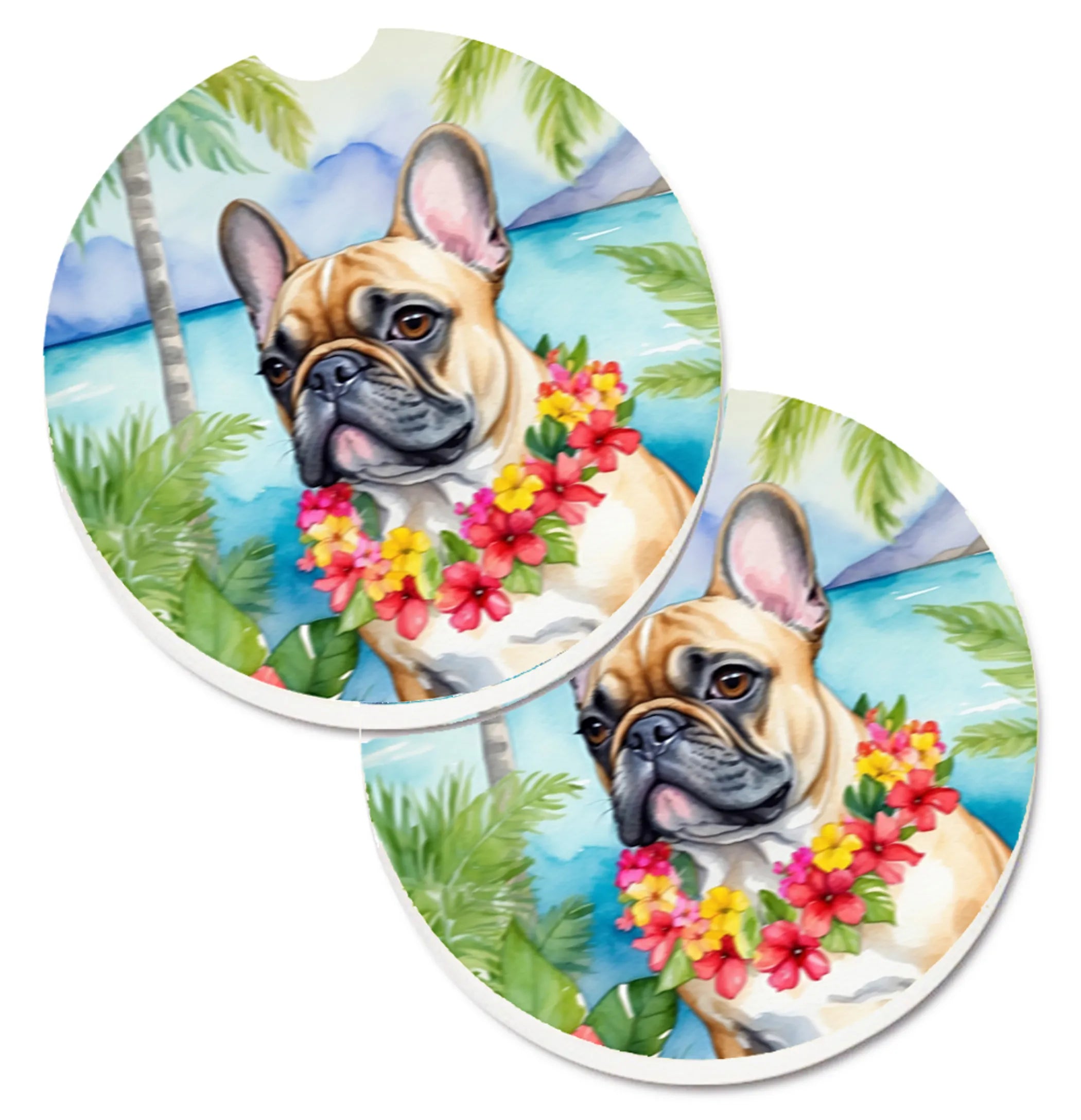Luau Party Set of 2 Cup Holder Car Coasters - Size: 2.56 | Pack Of: 1 | Collection name: Luau party