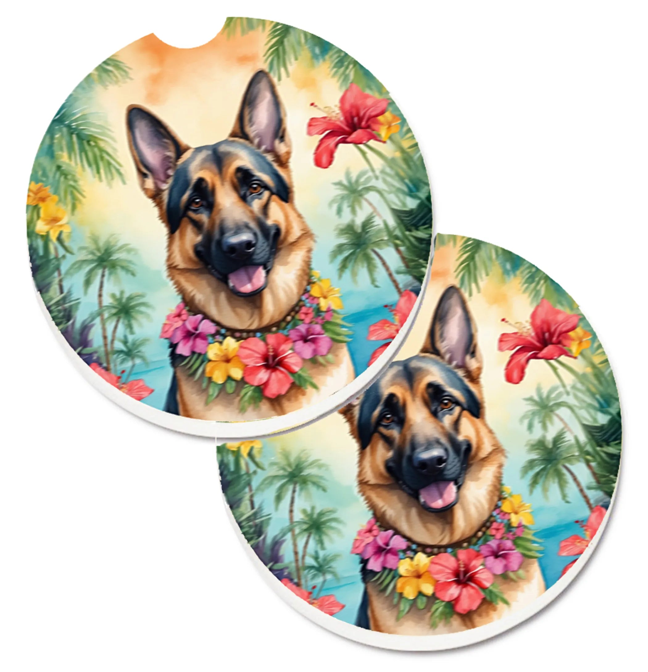 Luau Party Set of 2 Cup Holder Car Coasters - Size: 2.56 | Pack Of: 1 | Collection name: Luau party