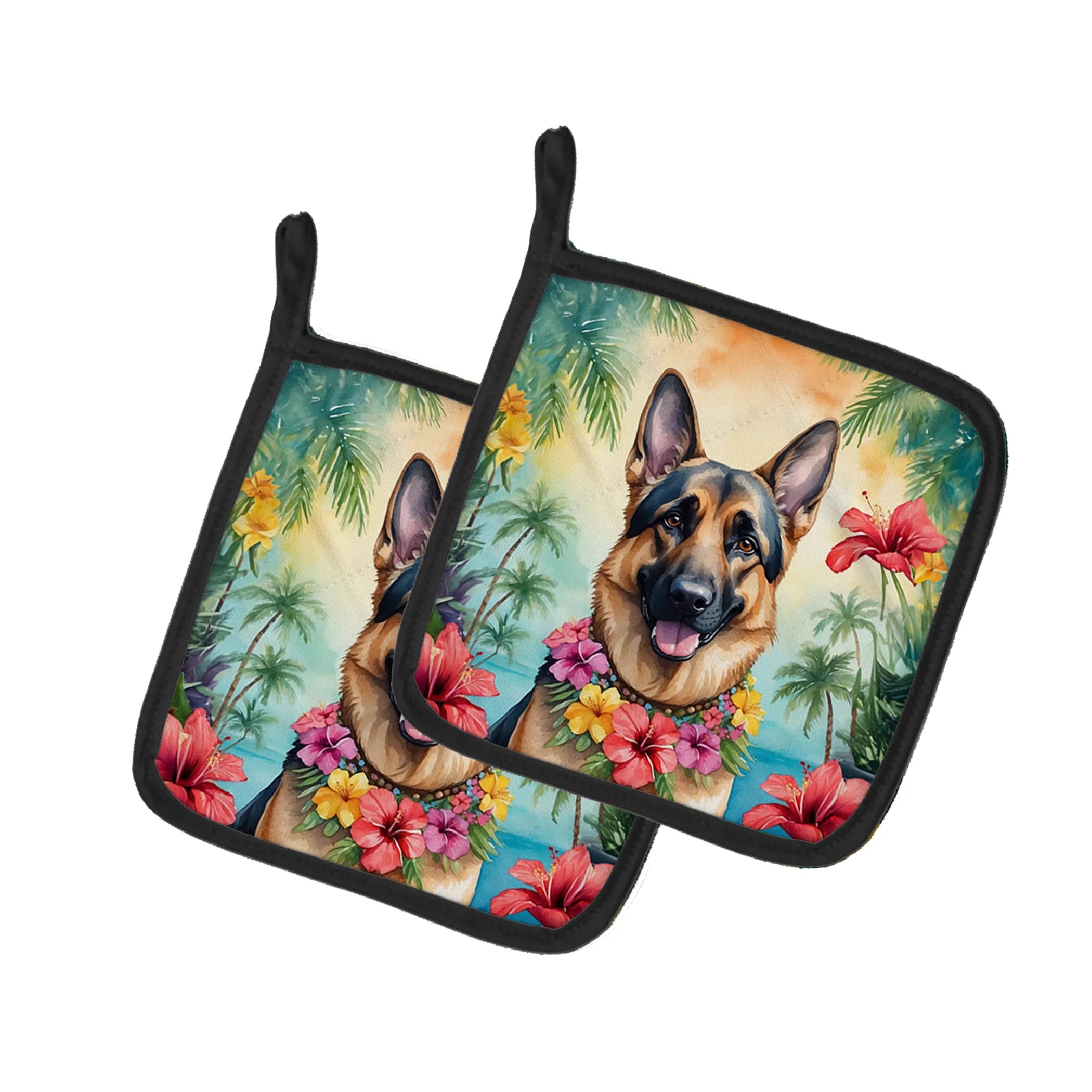 Luau Party Pair of Pot Holders - Size: 7.5HX7.5W | Pack Of: 1 | Collection name: Luau party