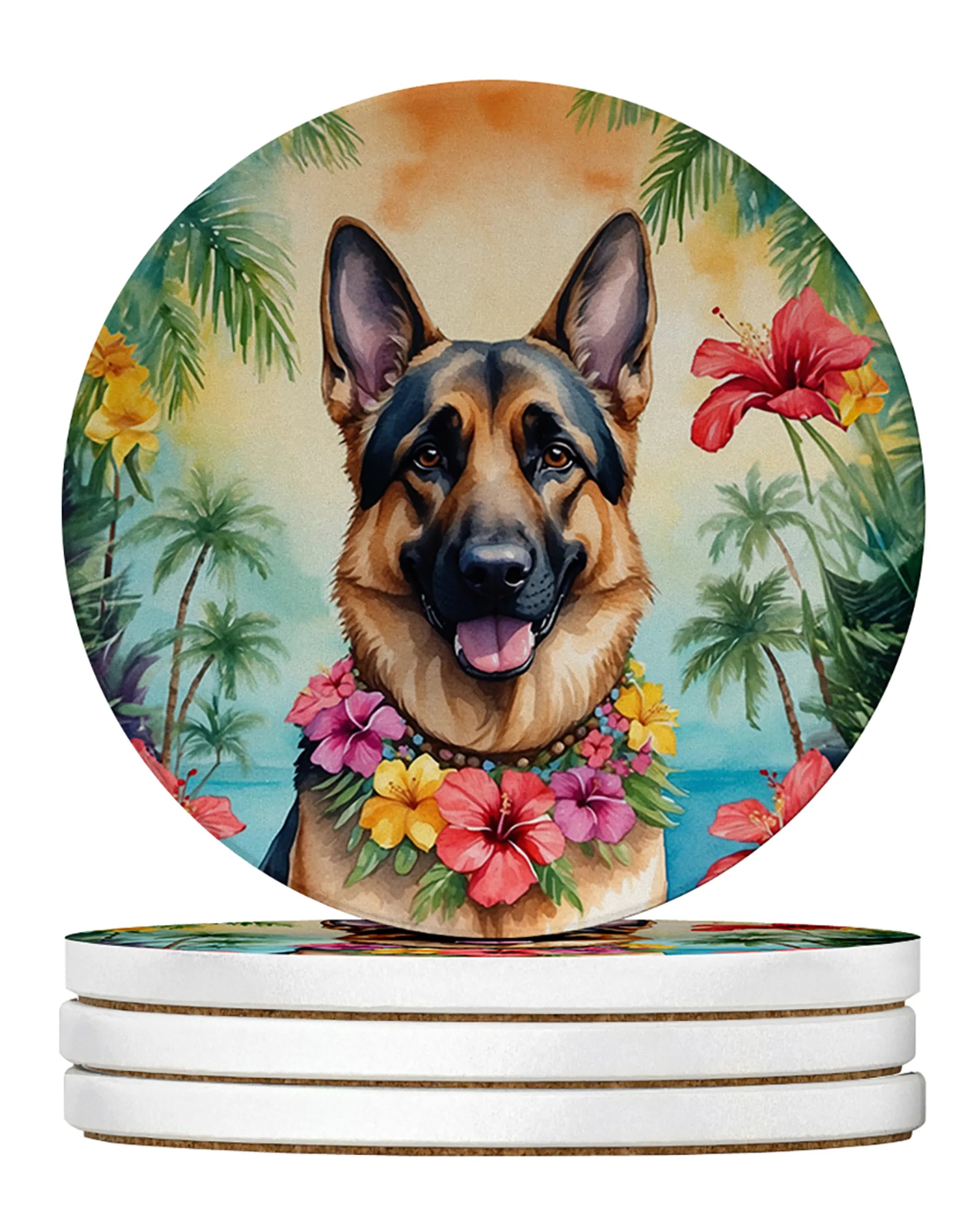 Luau Party Large Sandstone Coasters (Pack of 4)