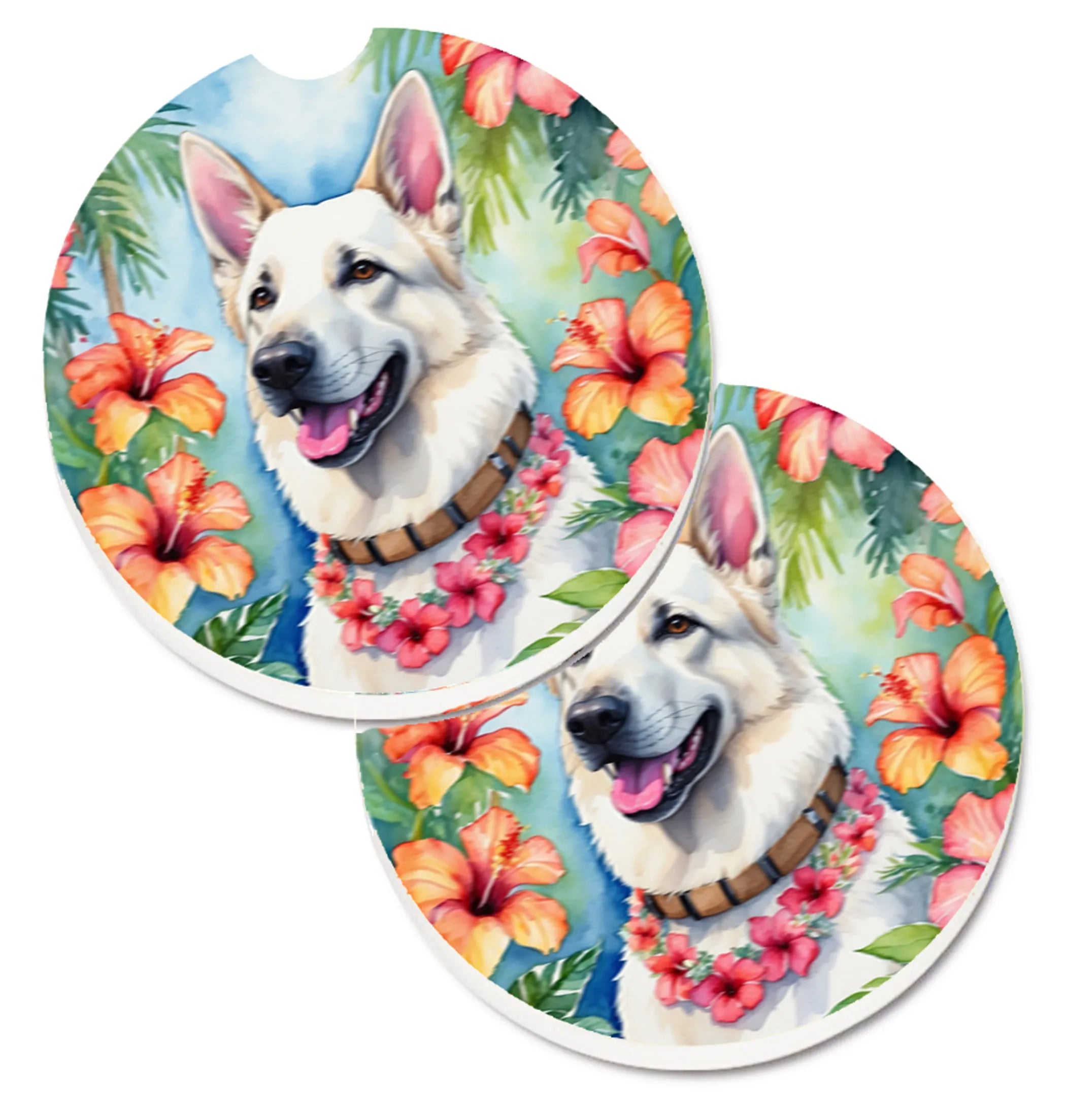 Luau Party Set of 2 Cup Holder Car Coasters - Size: 2.56 | Pack Of: 1 | Collection name: Luau party
