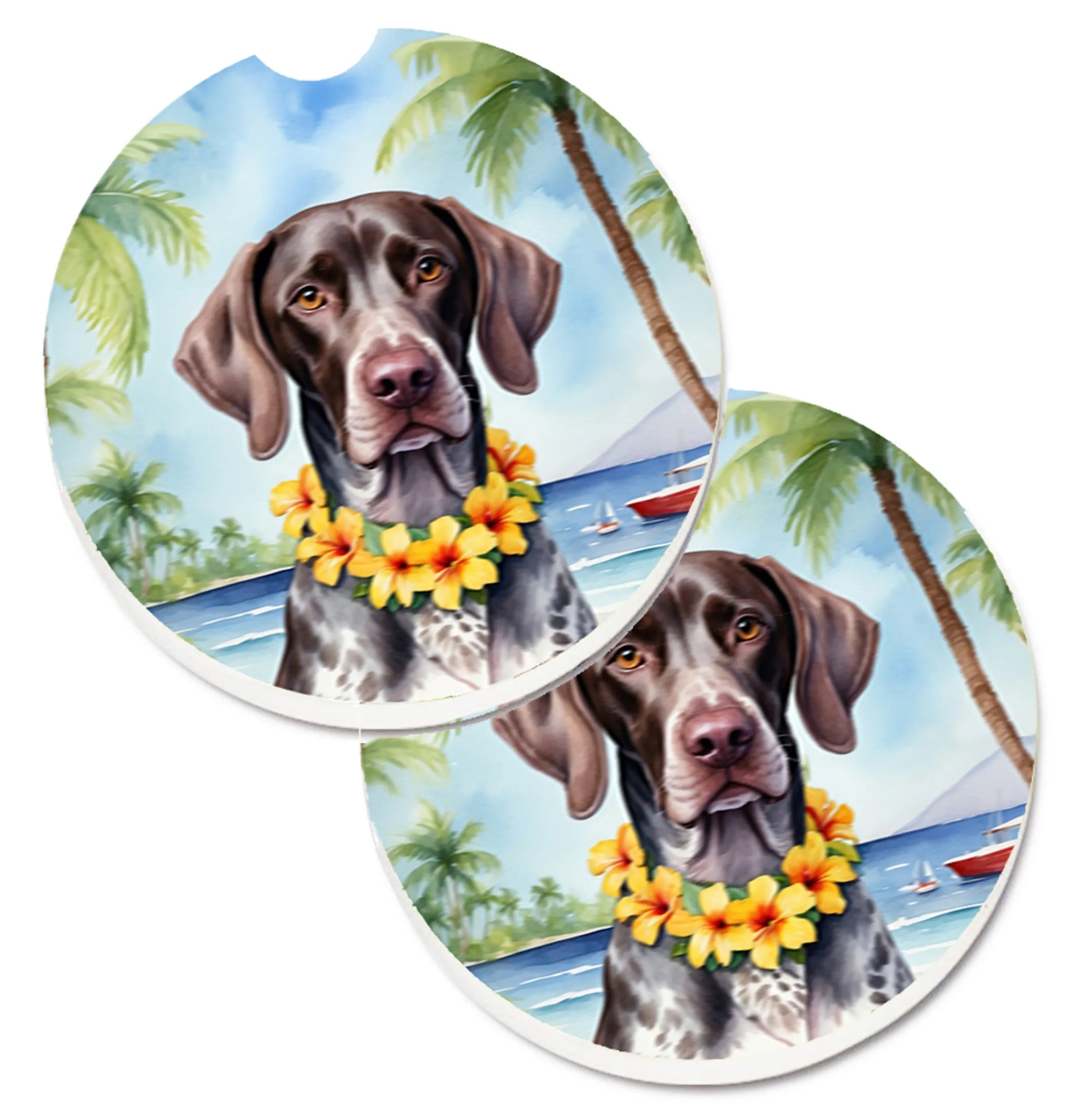 Luau Party Set of 2 Cup Holder Car Coasters - Size: 2.56 | Pack Of: 1 | Collection name: Luau party