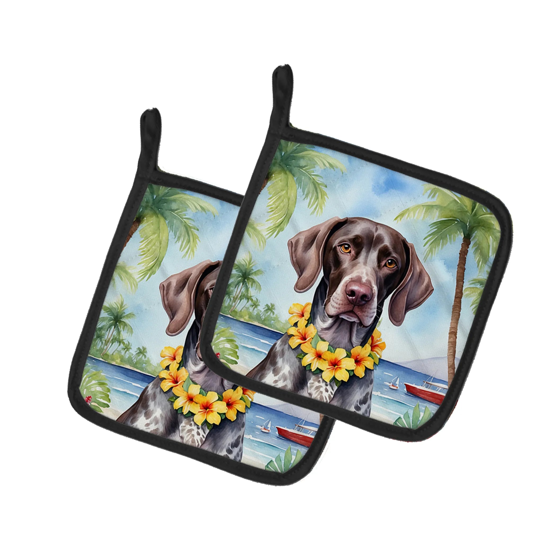 Luau Party Pair of Pot Holders - Size: 7.5HX7.5W | Pack Of: 1 | Collection name: Luau party