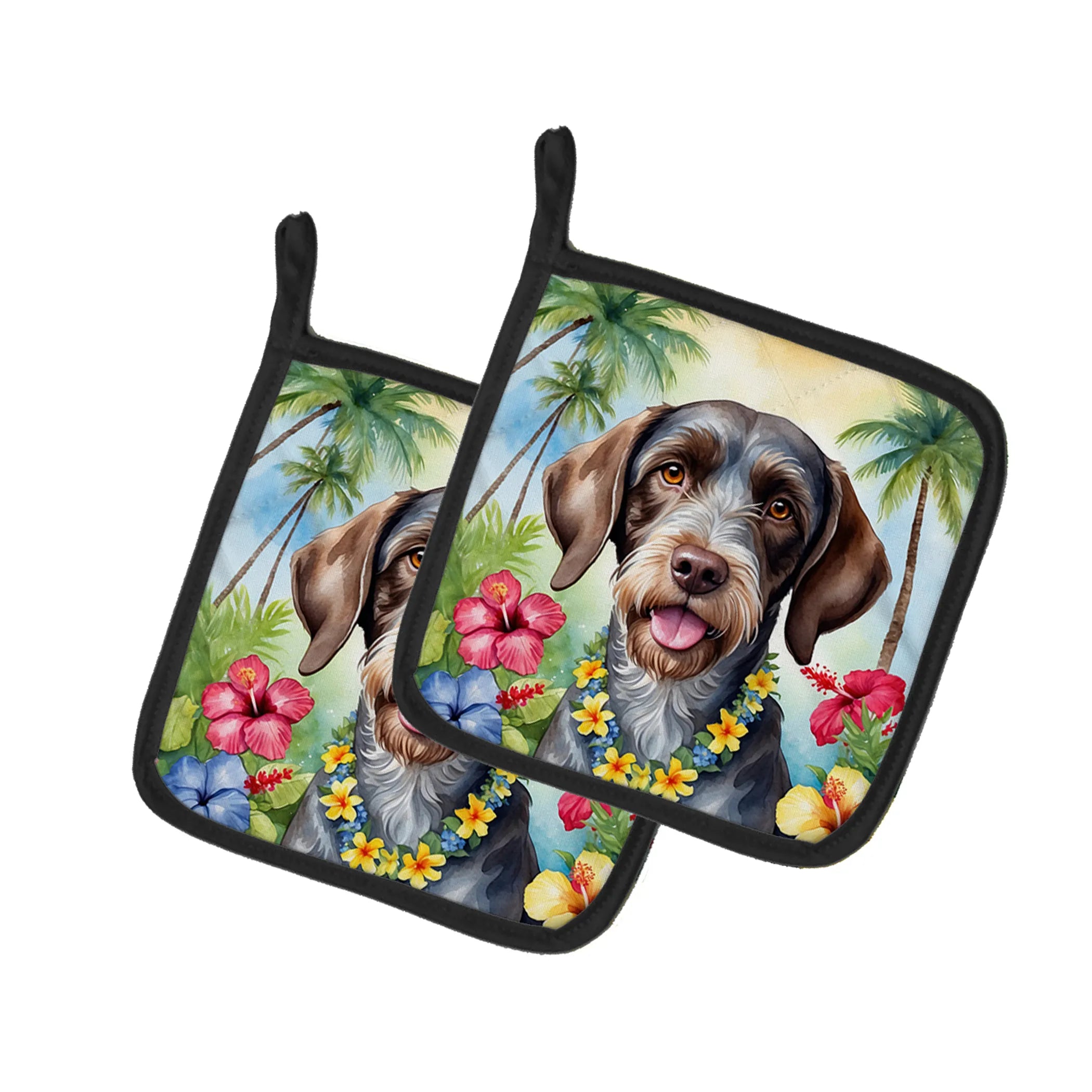 Luau Party Pair of Pot Holders - Size: 7.5HX7.5W | Pack Of: 1 | Collection name: Luau party