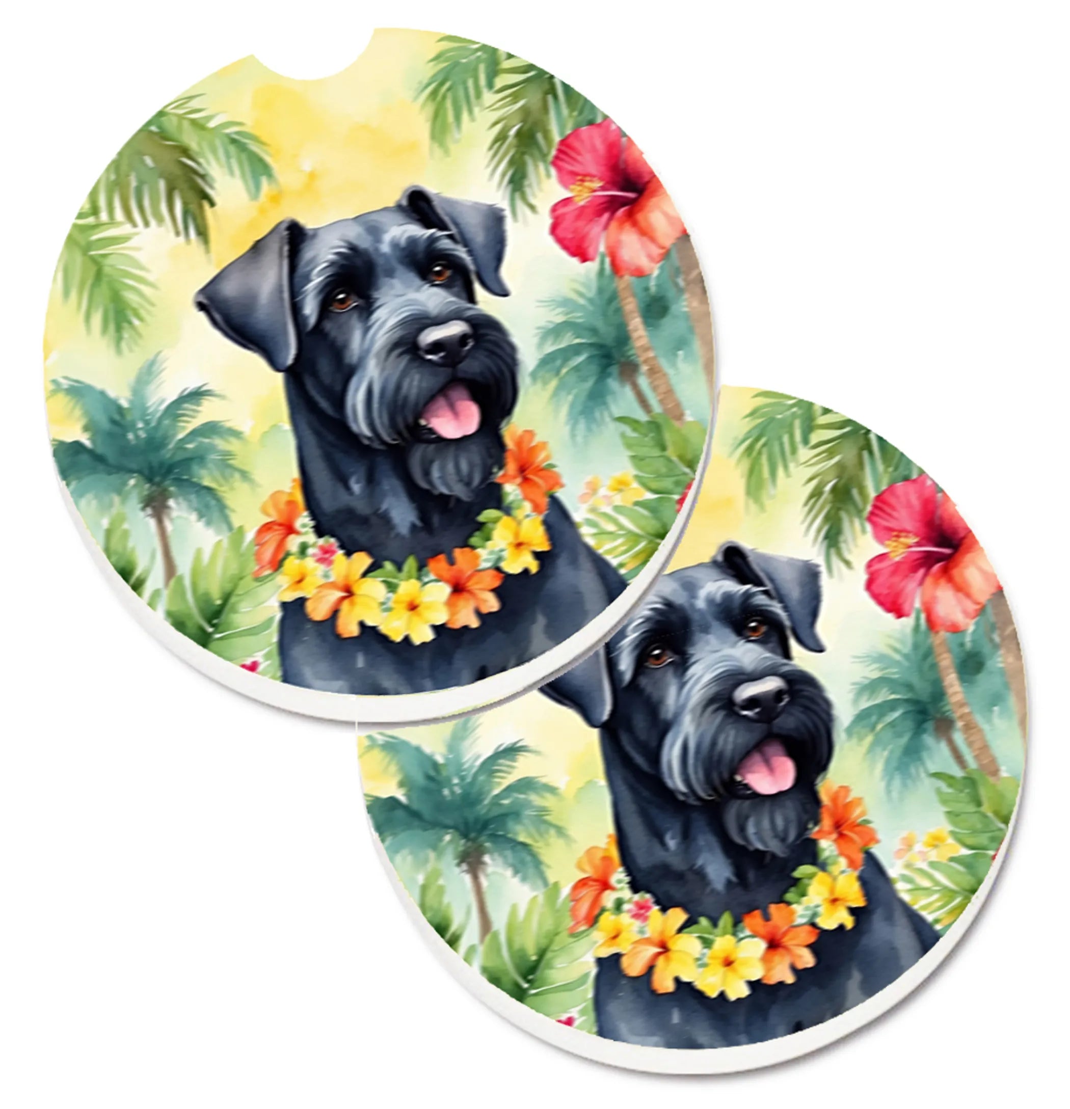 Luau Party Set of 2 Cup Holder Car Coasters - Size: 2.56 | Pack Of: 1 | Collection name: Luau party