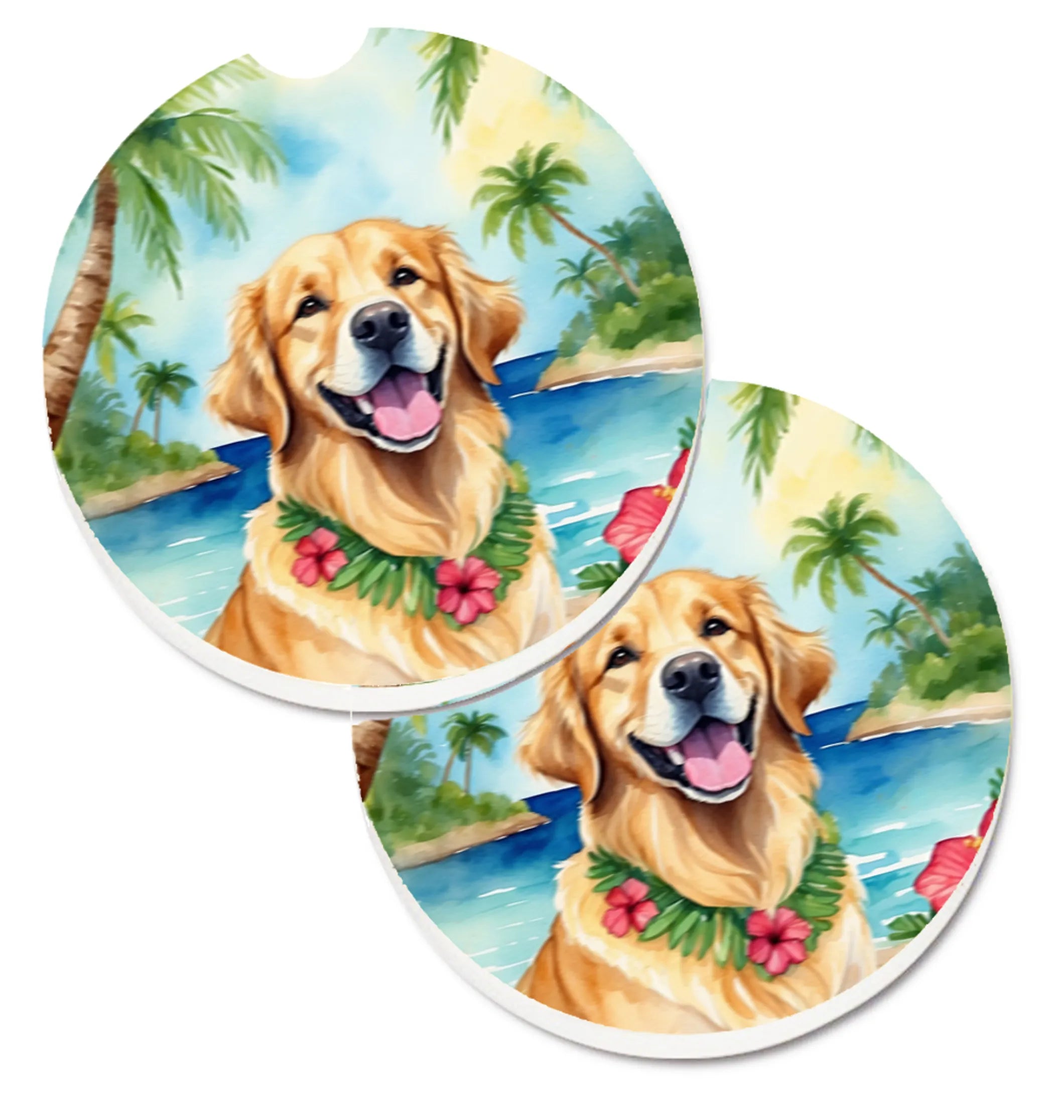 Luau Party Set of 2 Cup Holder Car Coasters - Size: 2.56 | Pack Of: 1 | Collection name: Luau party