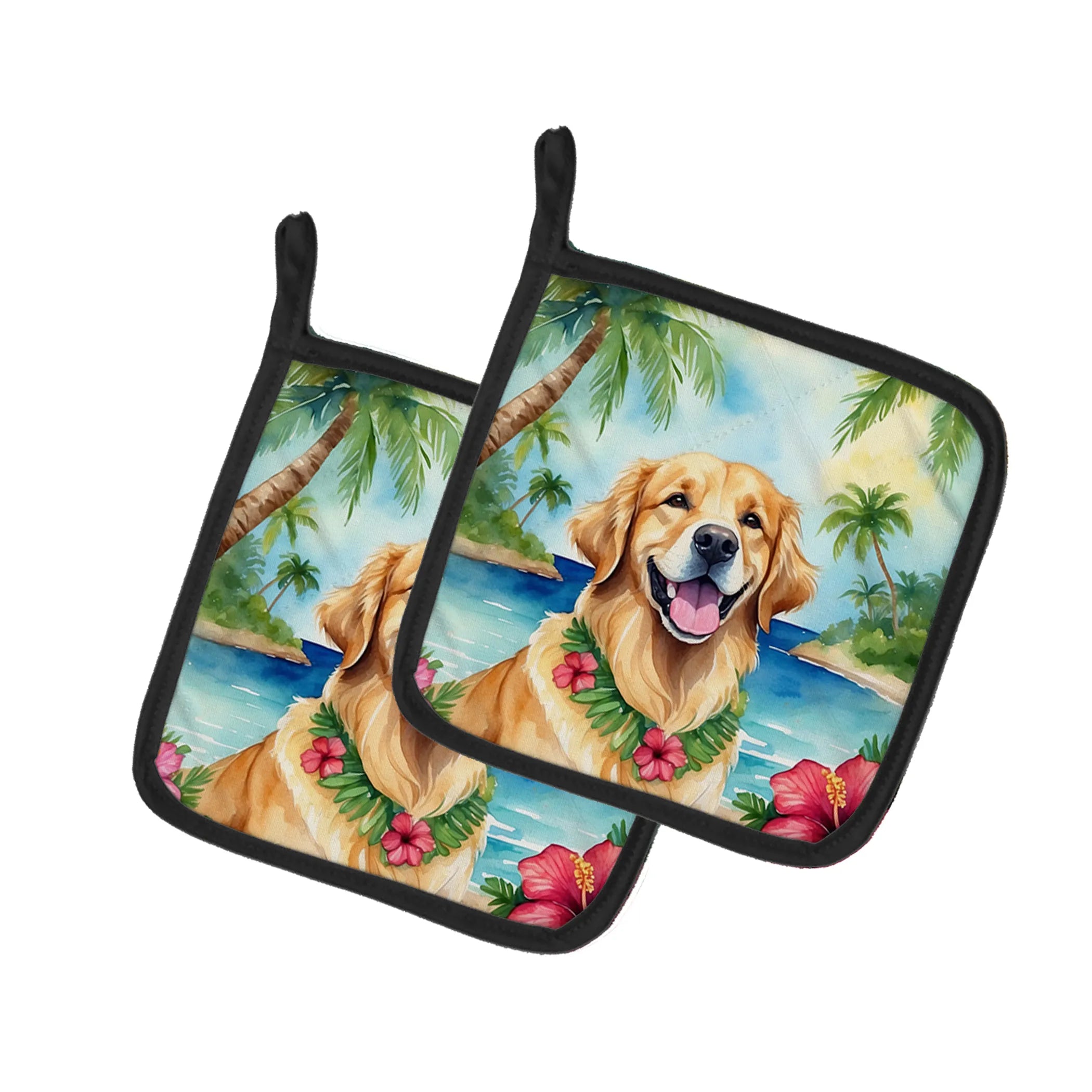 Luau Party Pair of Pot Holders - Size: 7.5HX7.5W | Pack Of: 1 | Collection name: Luau party