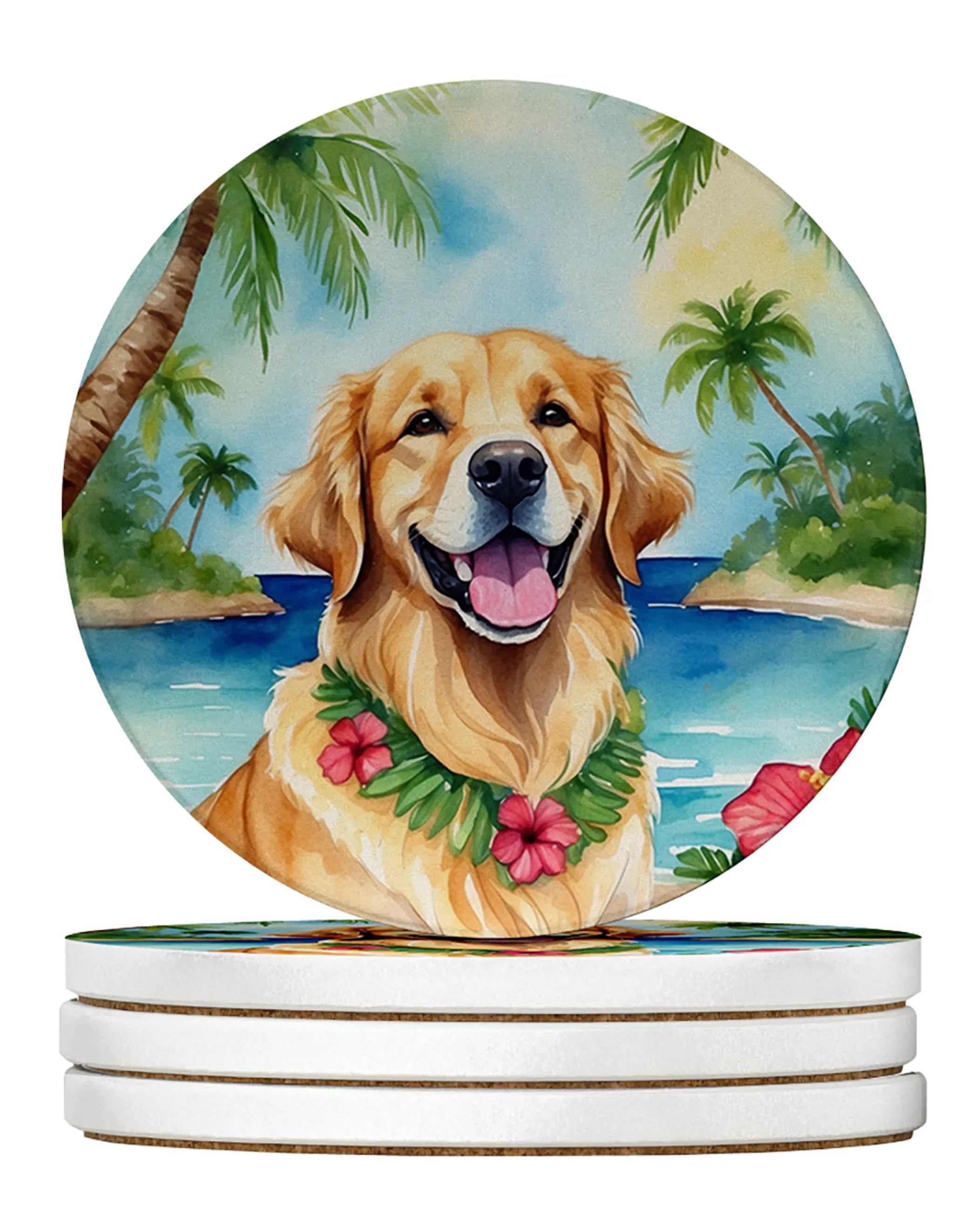 Luau Party Large Sandstone Coasters (Pack of 4)