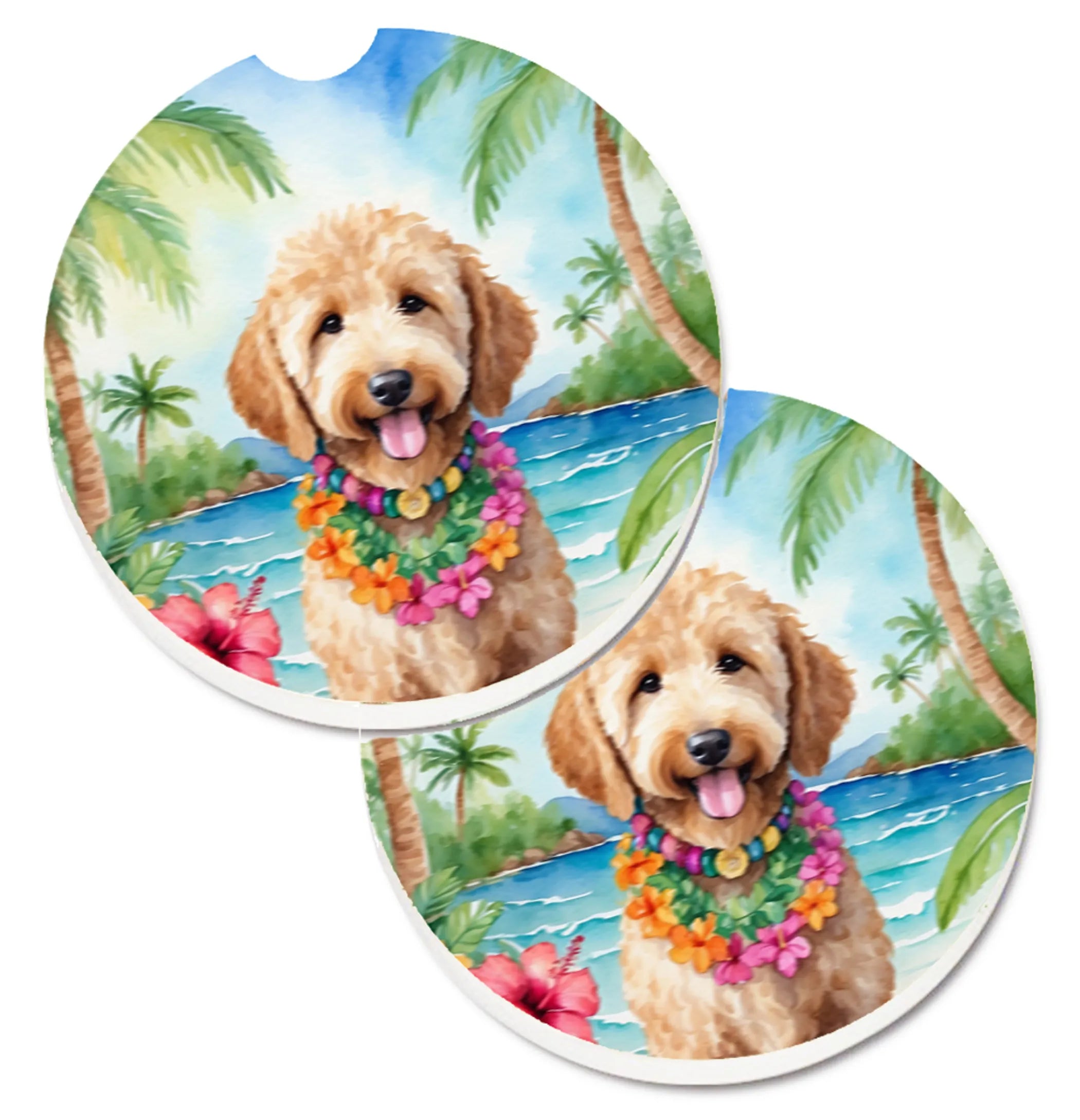 Luau Party Set of 2 Cup Holder Car Coasters - Size: 2.56 | Pack Of: 1 | Collection name: Luau party