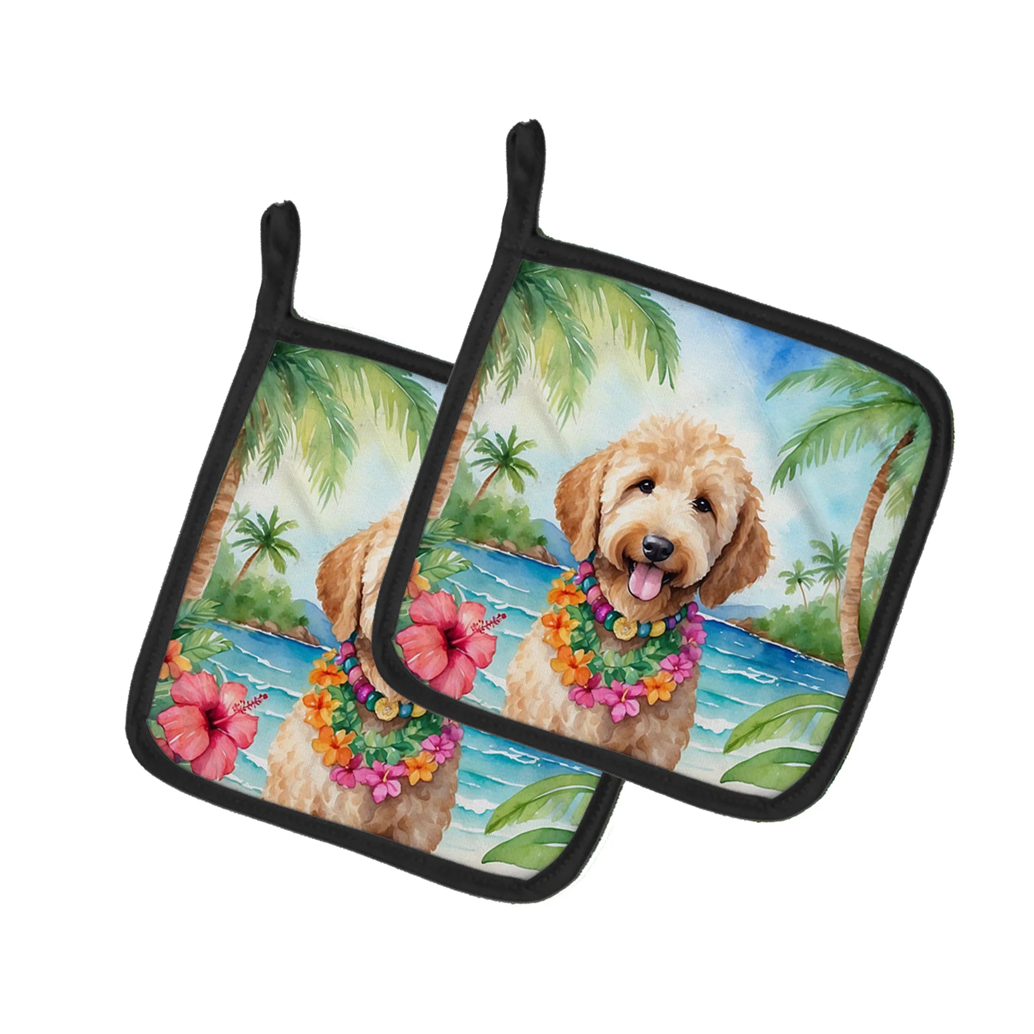 Luau Party Pair of Pot Holders - Size: 7.5HX7.5W | Pack Of: 1 | Collection name: Luau party