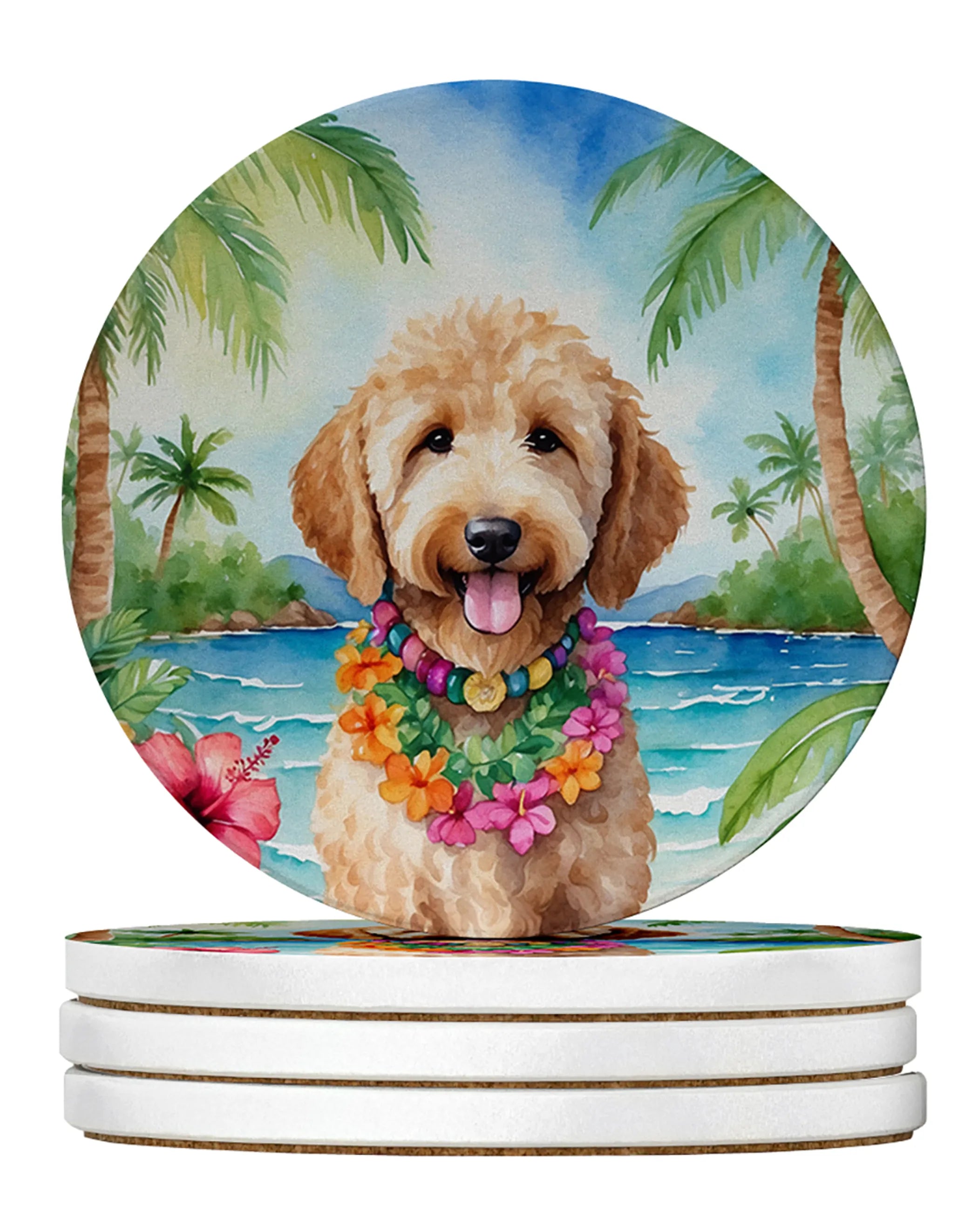 Luau Party Large Sandstone Coasters (Pack of 4)