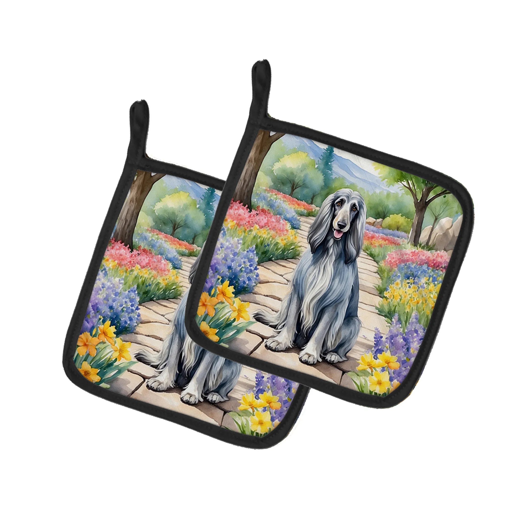 Spring Path Pair of Pot Holders - Size: 7.5HX7.5W | Pack Of: 1 | Collection name: Spring path