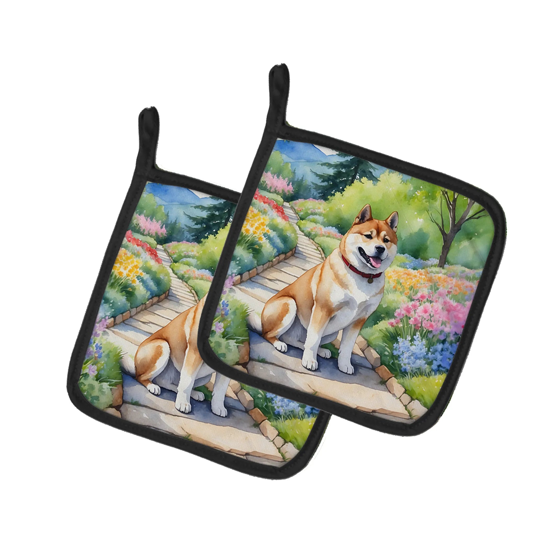Spring Path Pair of Pot Holders - Size: 7.5HX7.5W | Pack Of: 1 | Collection name: Spring path