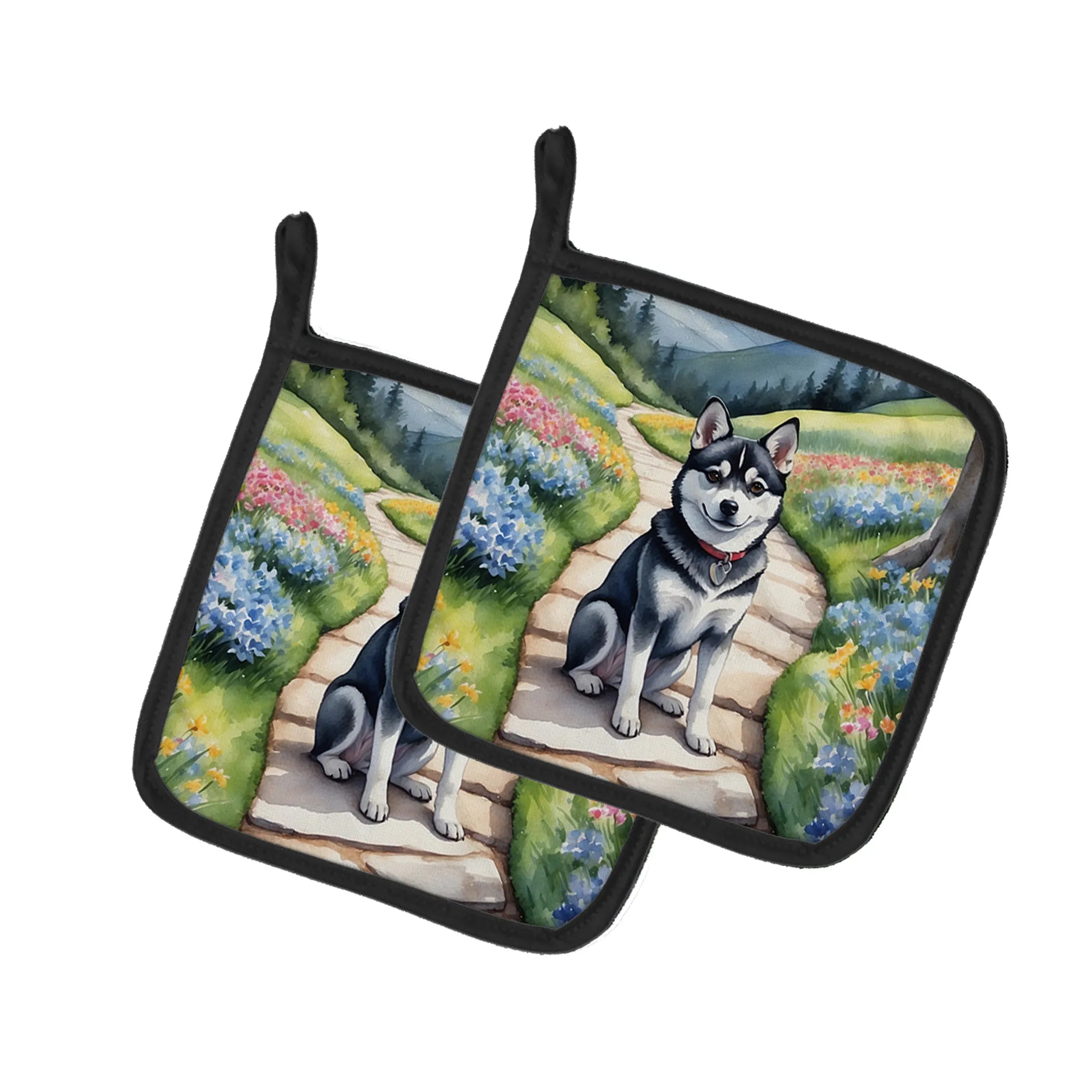 Spring Path Pair of Pot Holders - Size: 7.5HX7.5W | Pack Of: 1 | Collection name: Spring path