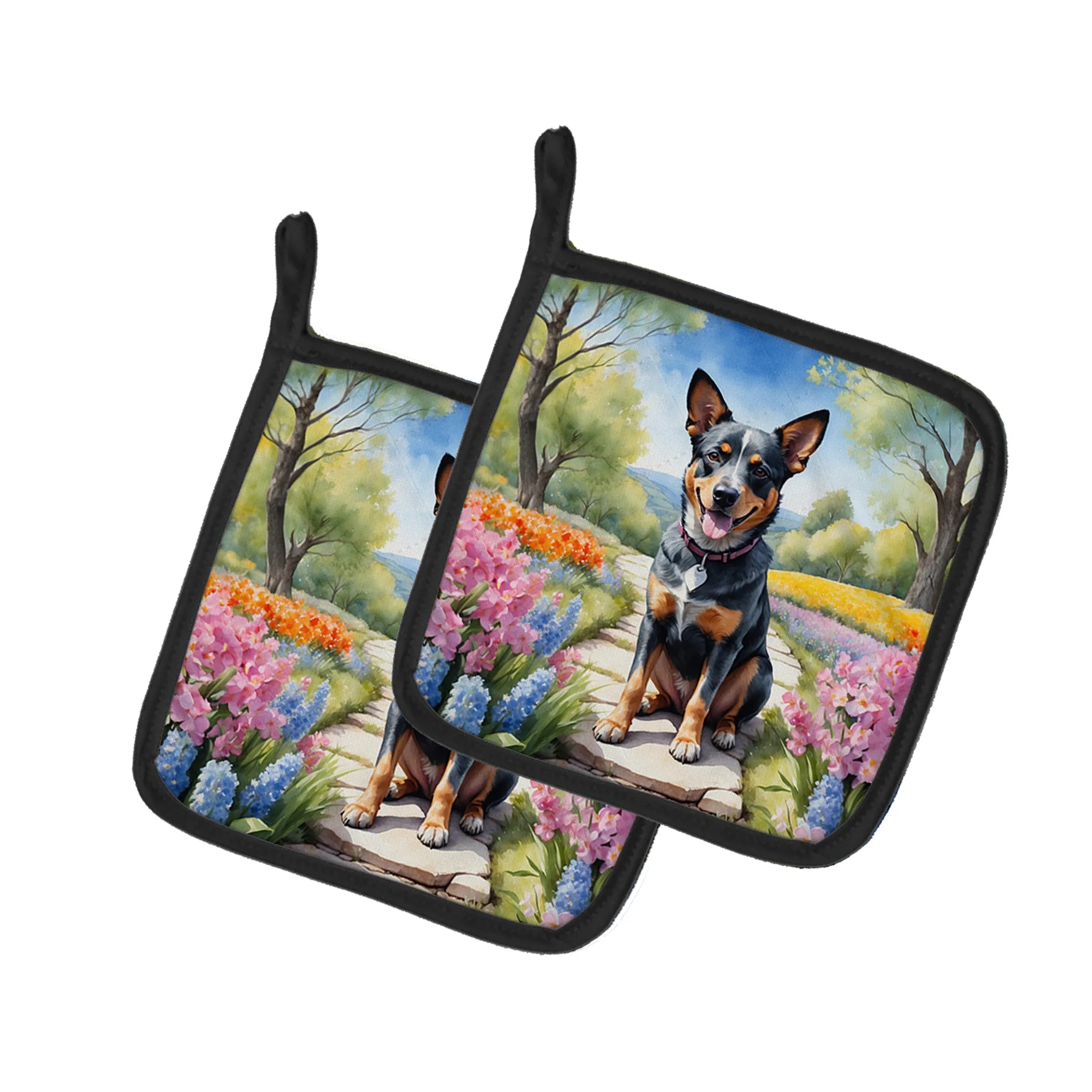 Spring Path Pair of Pot Holders - Size: 7.5HX7.5W | Pack Of: 1 | Collection name: Spring path