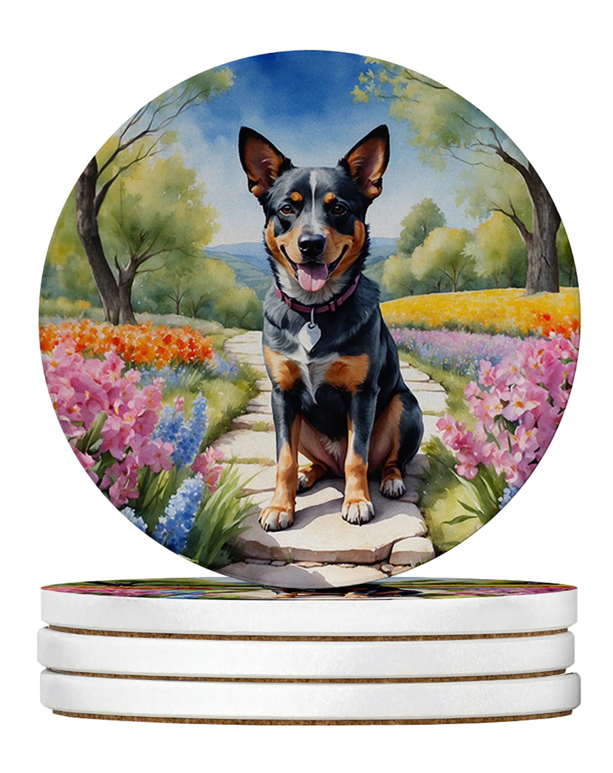 Spring Path Large Sandstone Coasters (Pack of 4)