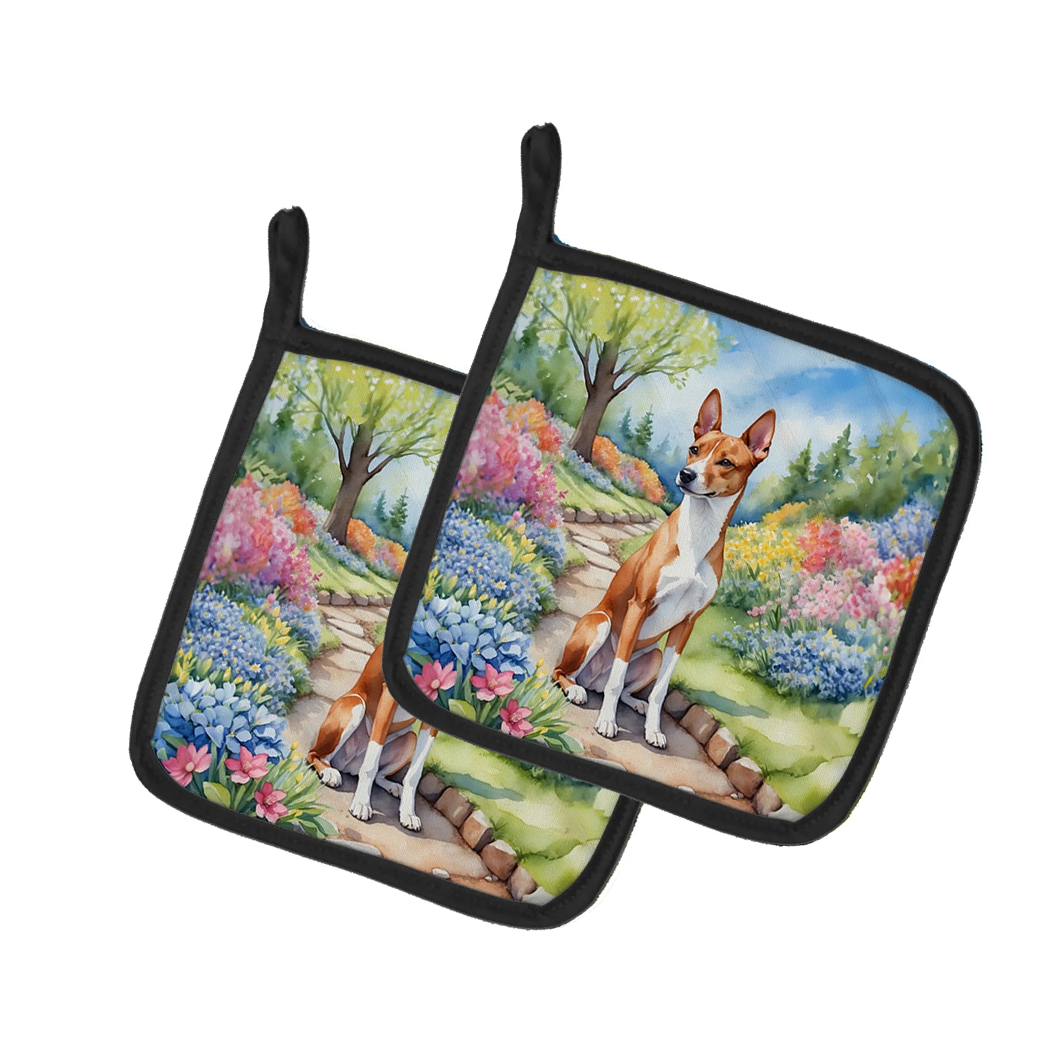 Spring Path Pair of Pot Holders - Size: 7.5HX7.5W | Pack Of: 1 | Collection name: Spring path