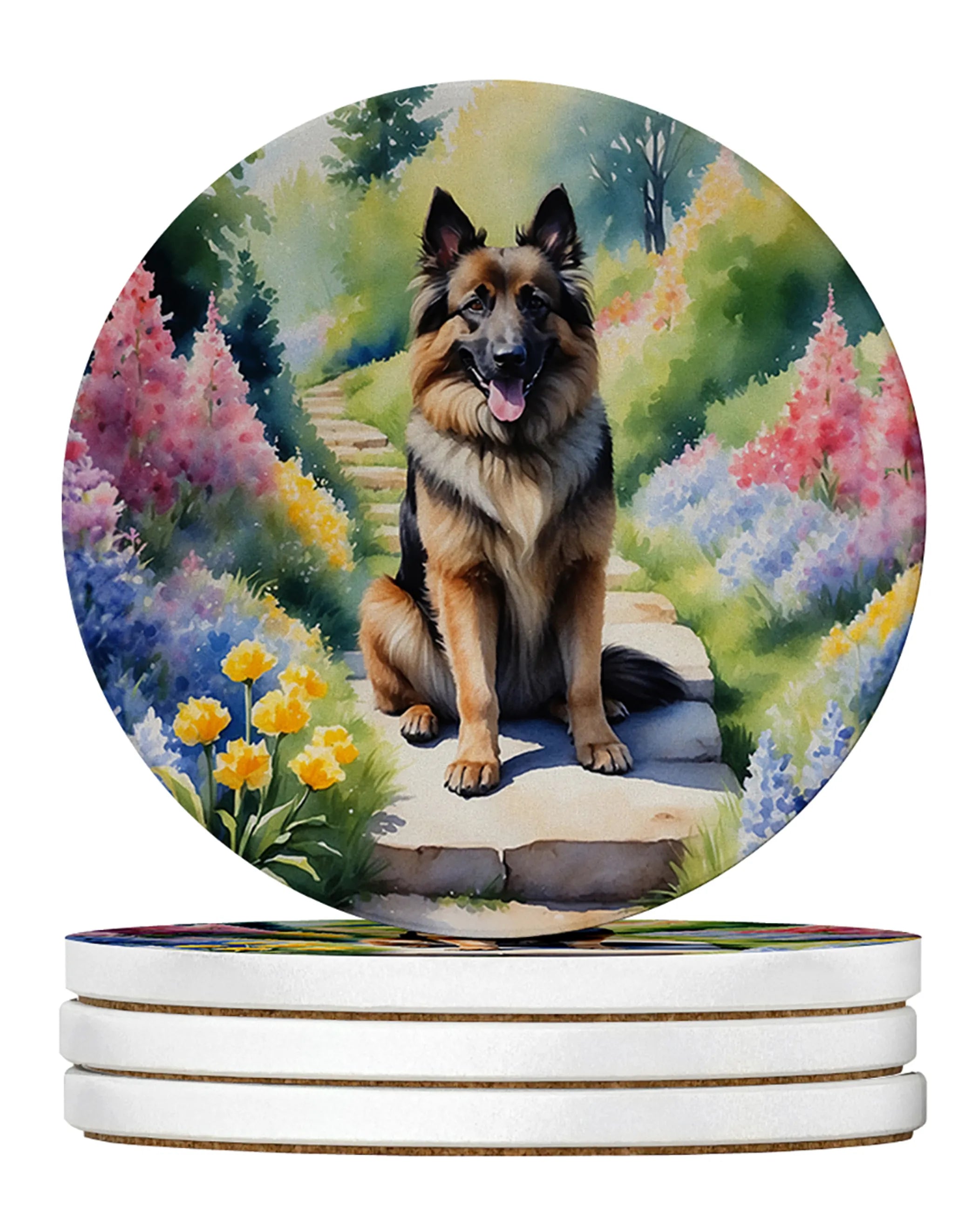 Spring Path Large Sandstone Coasters (Pack of 4)