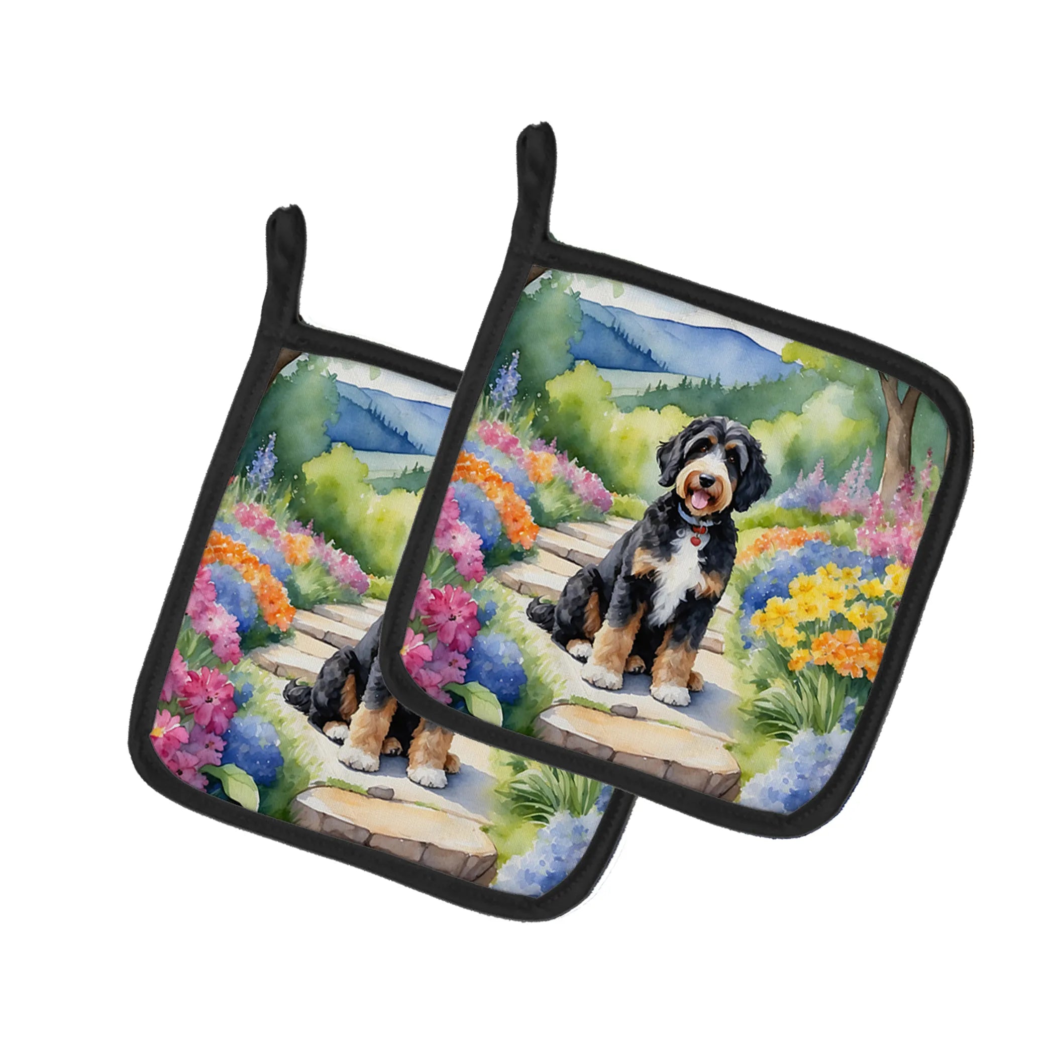 Spring Path Pair of Pot Holders - Size: 7.5HX7.5W | Pack Of: 1 | Collection name: Spring path