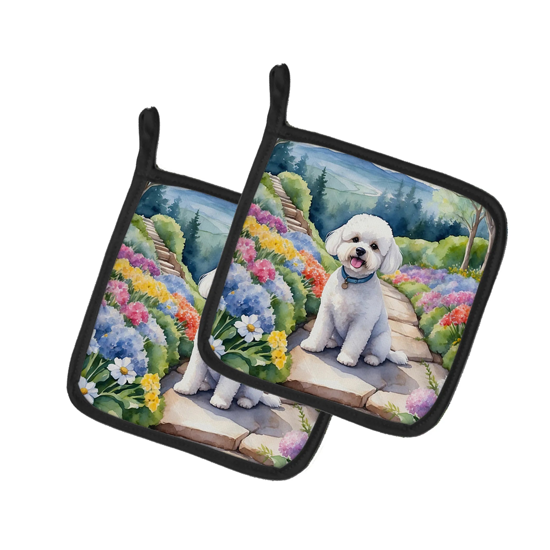 Spring Path Pair of Pot Holders - Size: 7.5HX7.5W | Pack Of: 1 | Collection name: Spring path