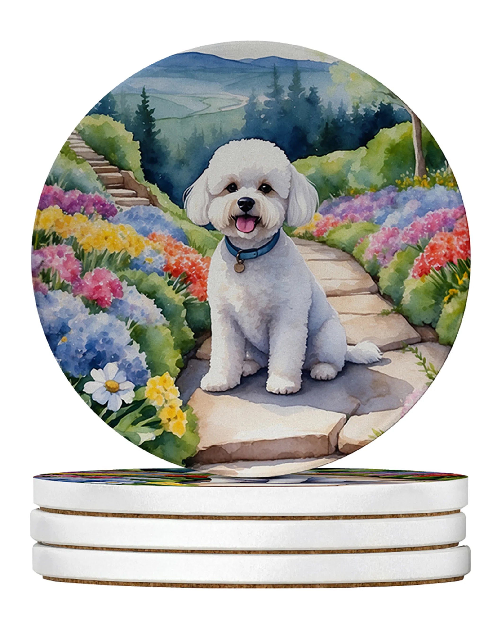 Spring Path Large Sandstone Coasters (Pack of 4)
