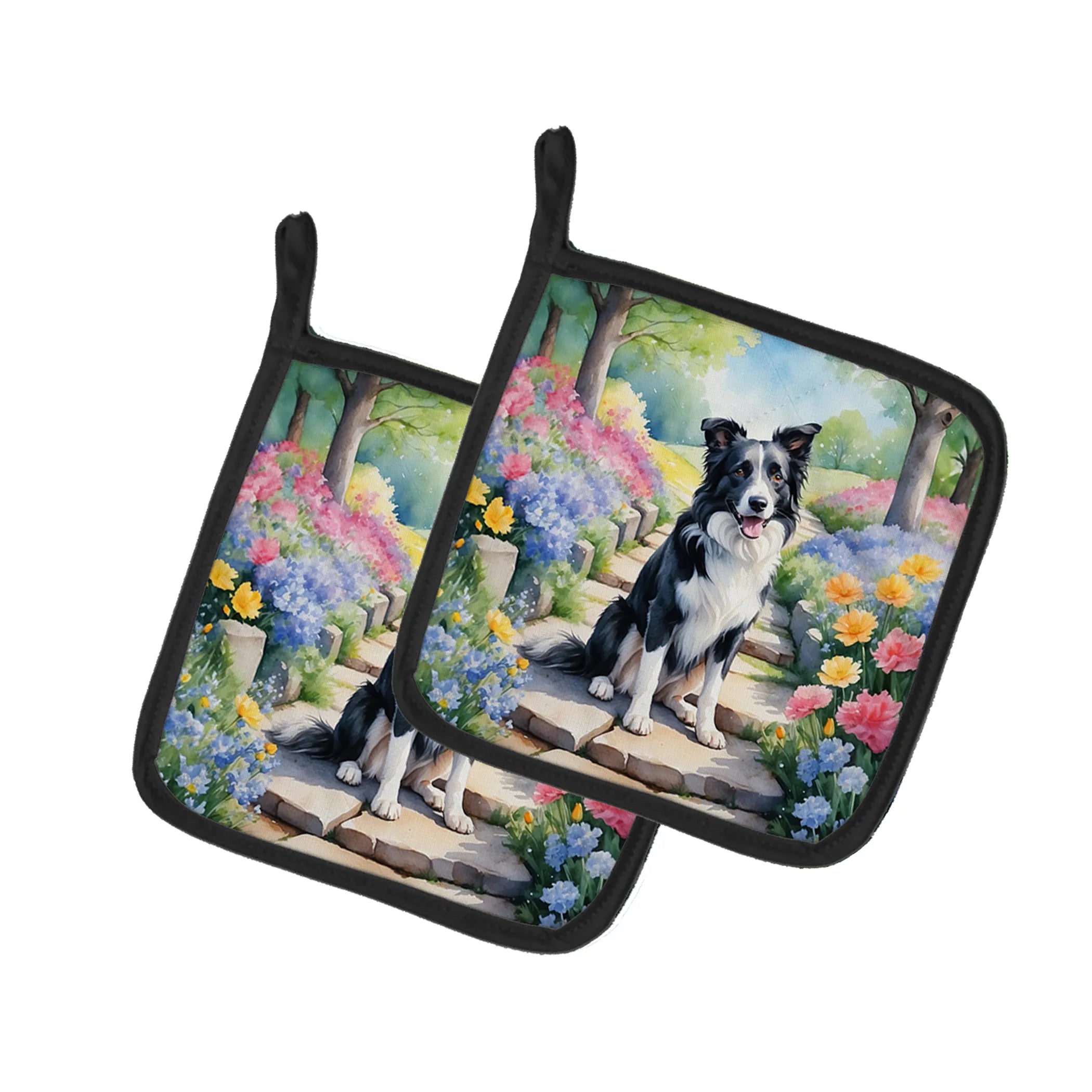 Spring Path Pair of Pot Holders - Size: 7.5HX7.5W | Pack Of: 1 | Collection name: Spring path
