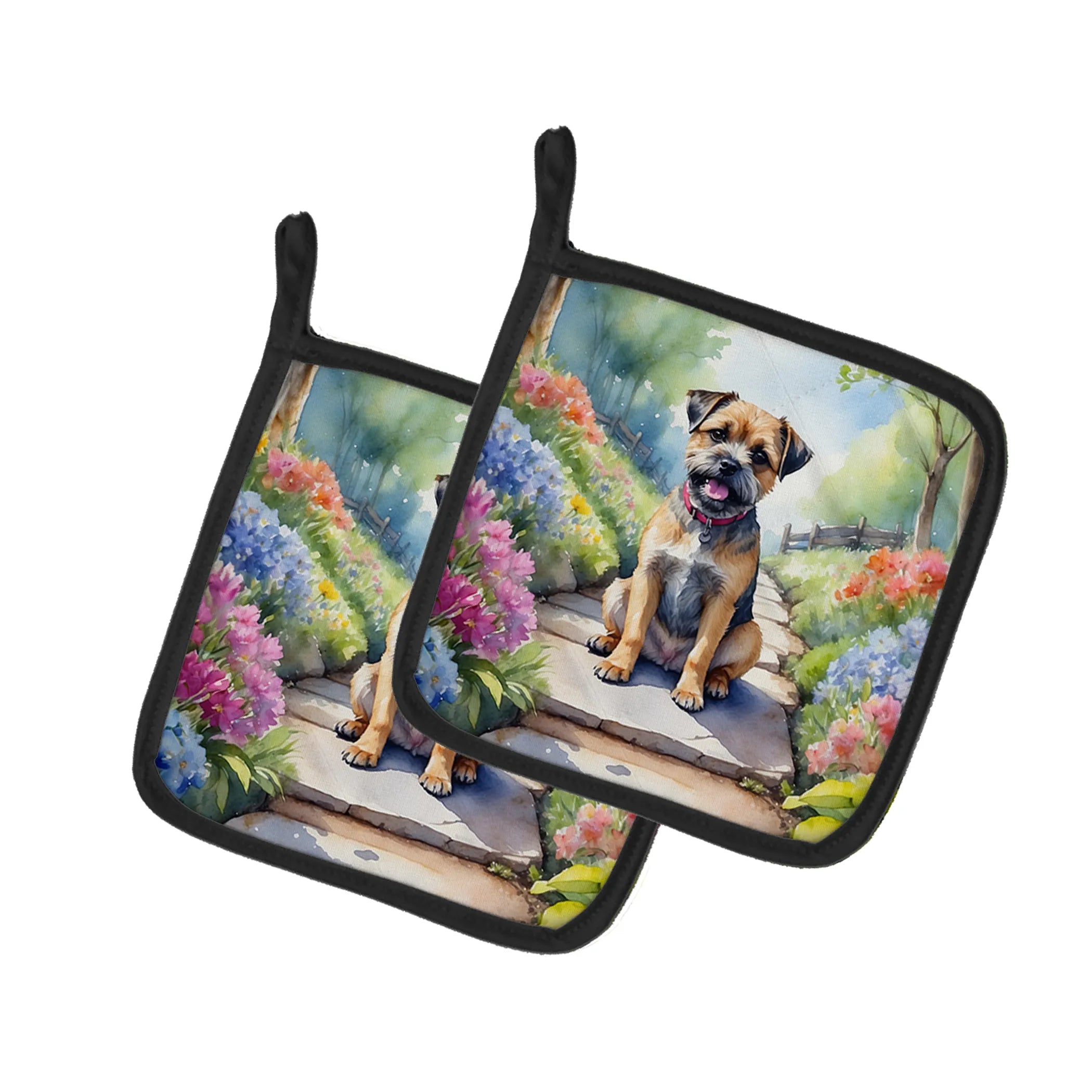 Spring Path Pair of Pot Holders - Size: 7.5HX7.5W | Pack Of: 1 | Collection name: Spring path