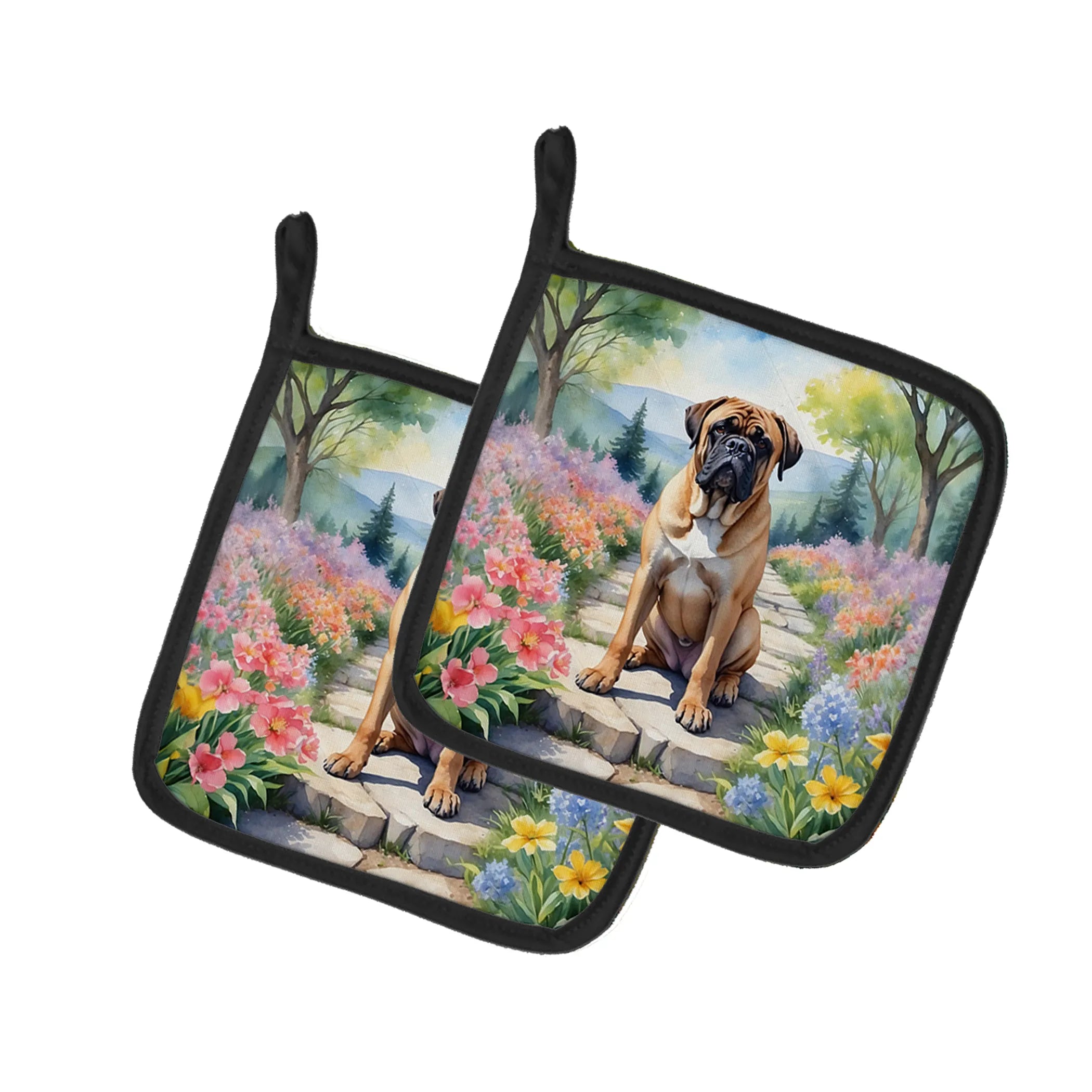 Spring Path Pair of Pot Holders - Size: 7.5HX7.5W | Pack Of: 1 | Collection name: Spring path