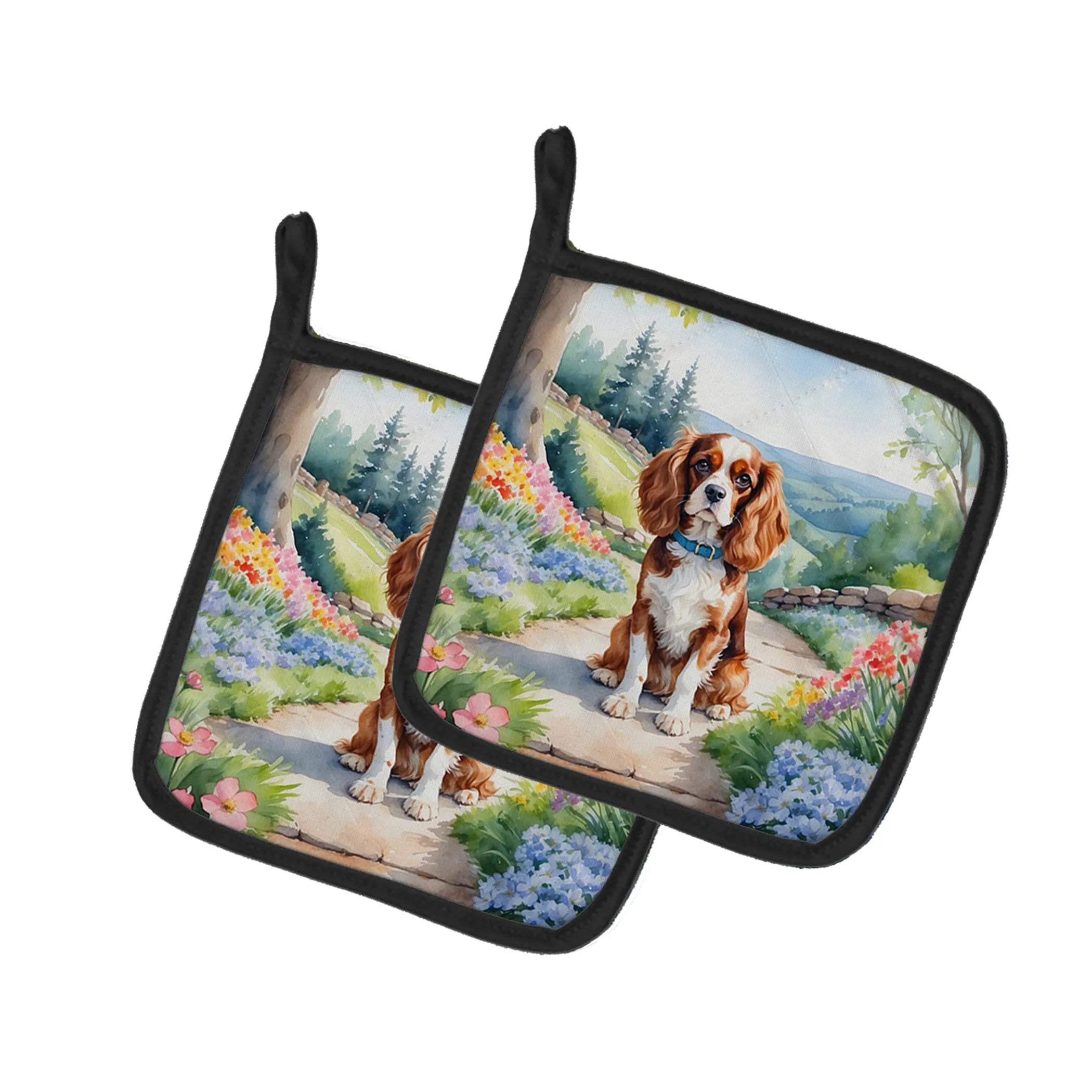 Spring Path Pair of Pot Holders - Size: 7.5HX7.5W | Pack Of: 1 | Collection name: Spring path