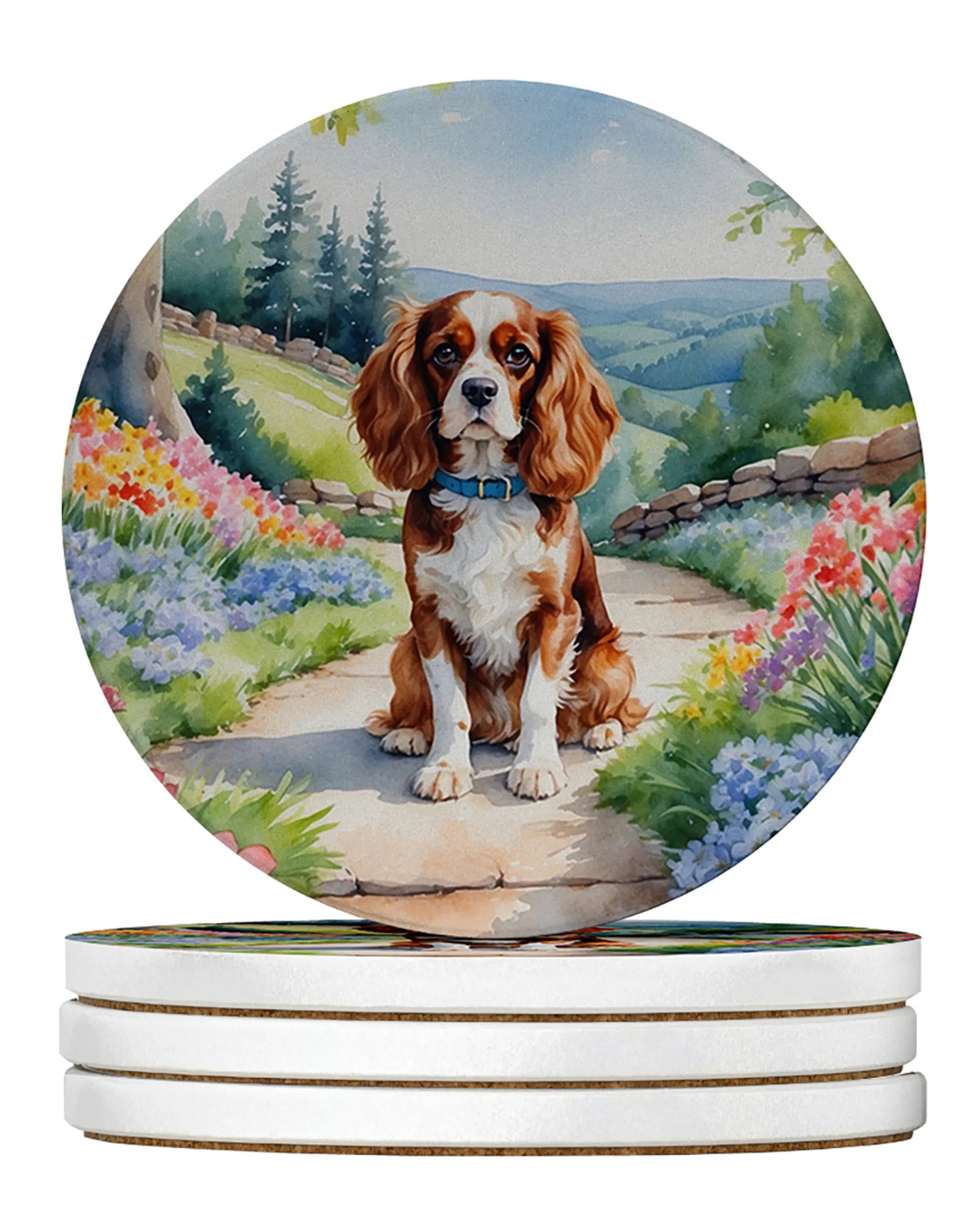 Spring Path Large Sandstone Coasters (Pack of 4)