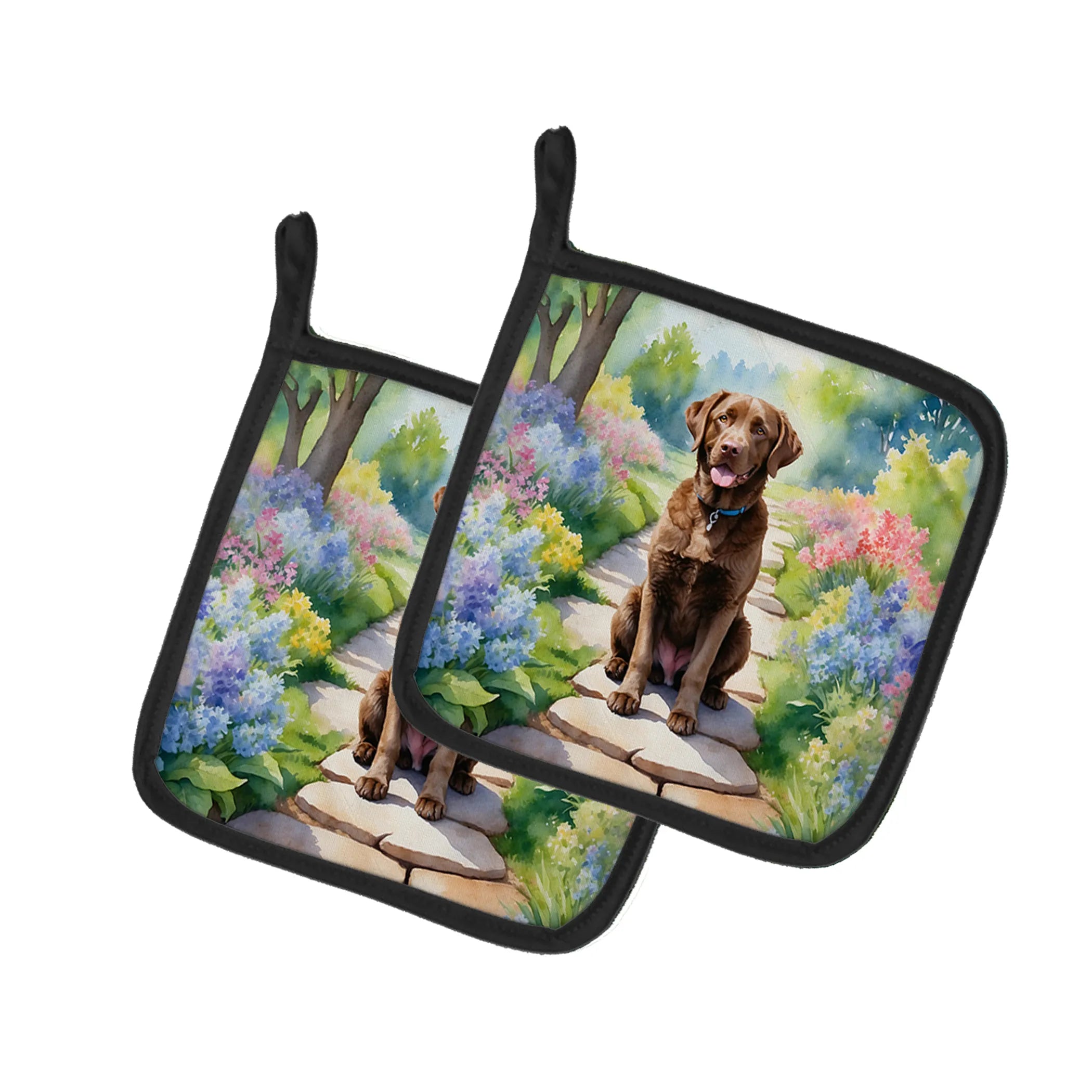 Spring Path Pair of Pot Holders - Size: 7.5HX7.5W | Pack Of: 1 | Collection name: Spring path