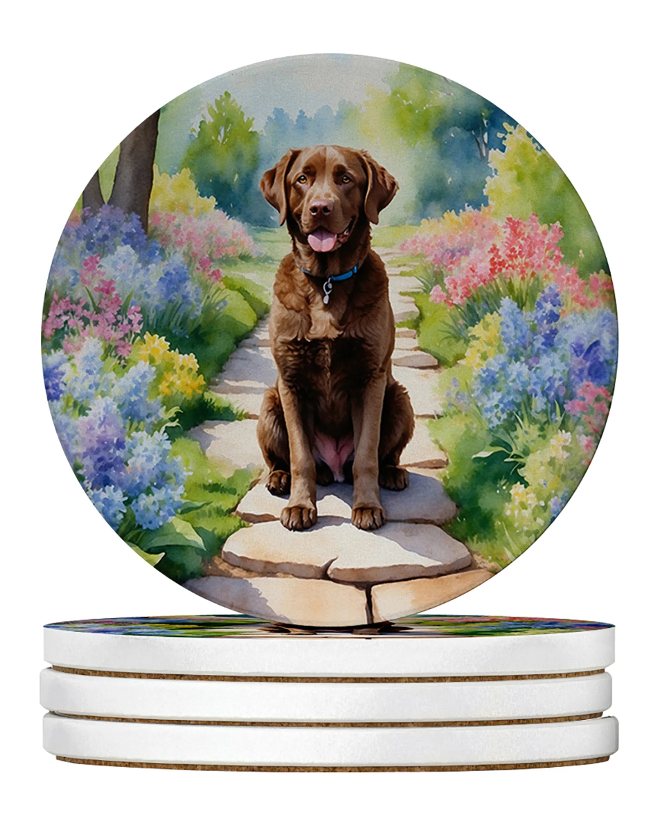 Spring Path Large Sandstone Coasters (Pack of 4)
