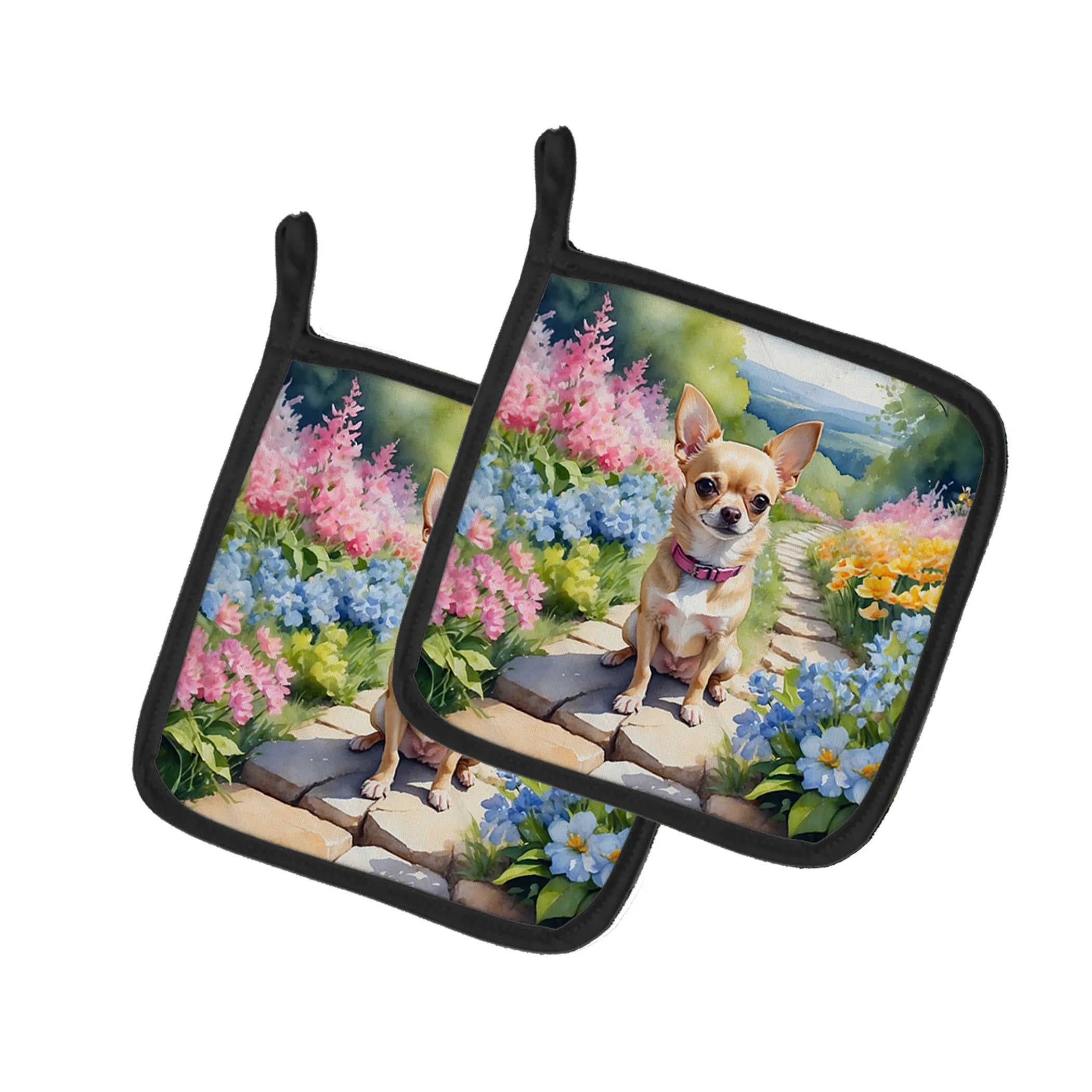 Spring Path Pair of Pot Holders - Size: 7.5HX7.5W | Pack Of: 1 | Collection name: Spring path