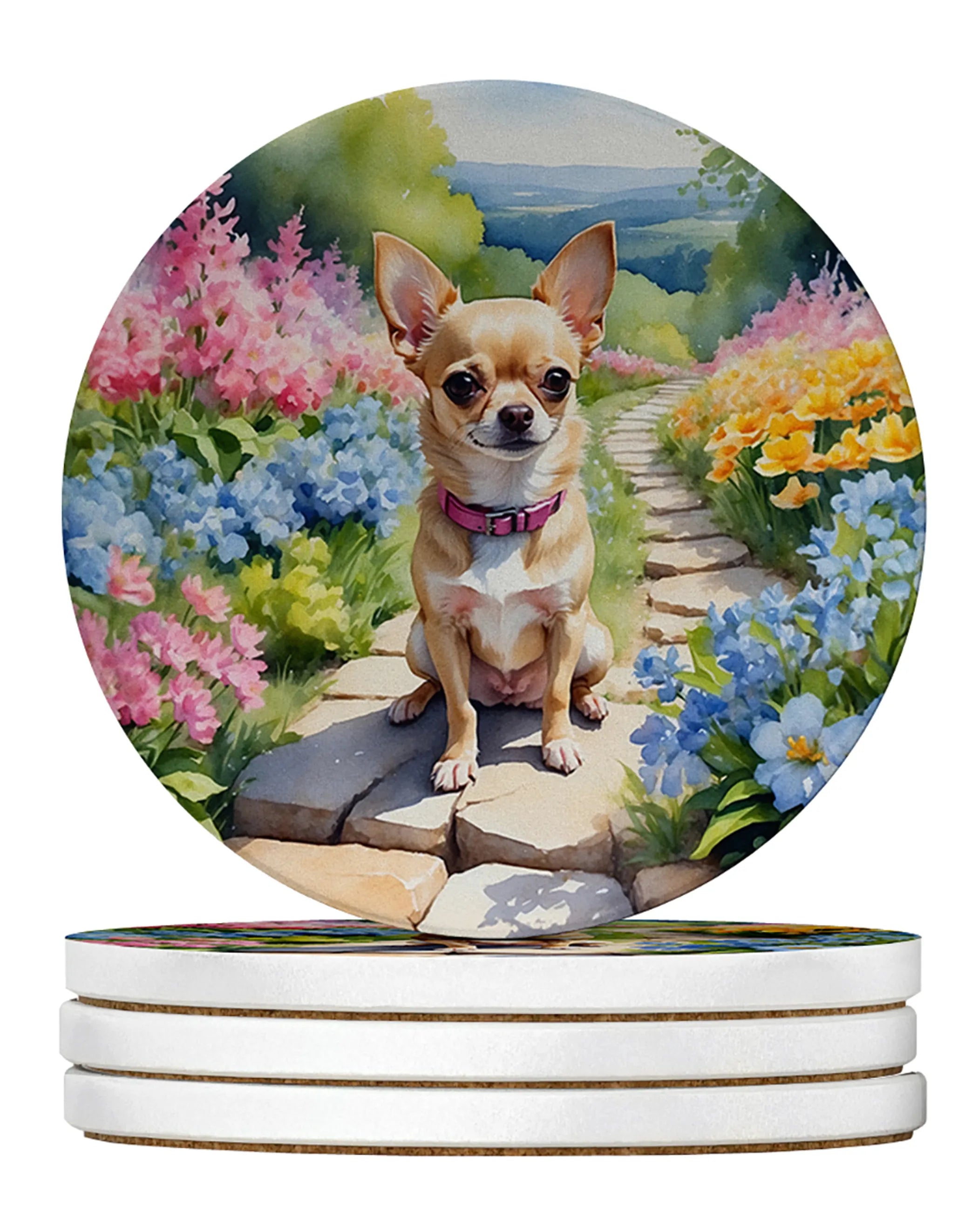 Spring Path Large Sandstone Coasters (Pack of 4)