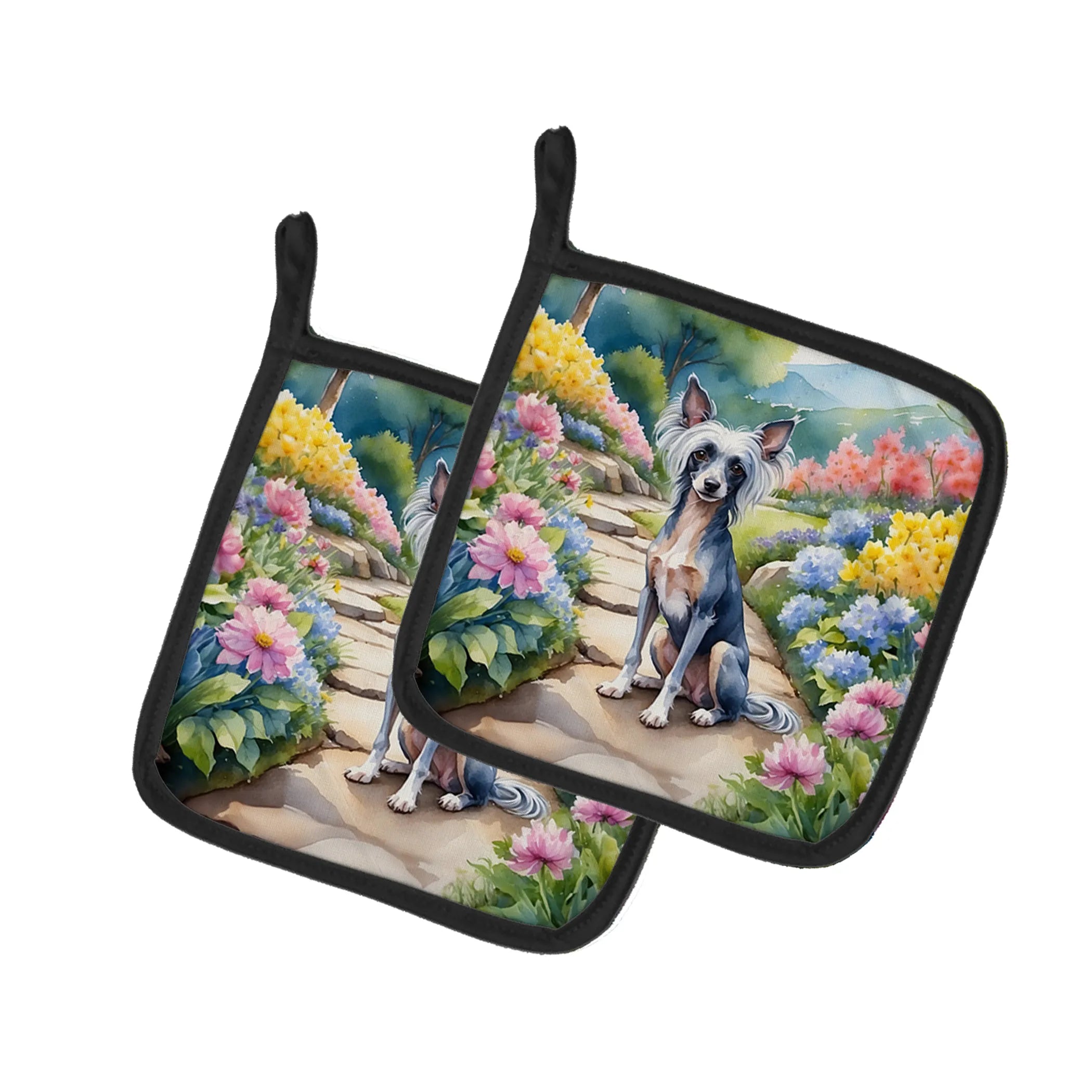 Spring Path Pair of Pot Holders - Size: 7.5HX7.5W | Pack Of: 1 | Collection name: Spring path