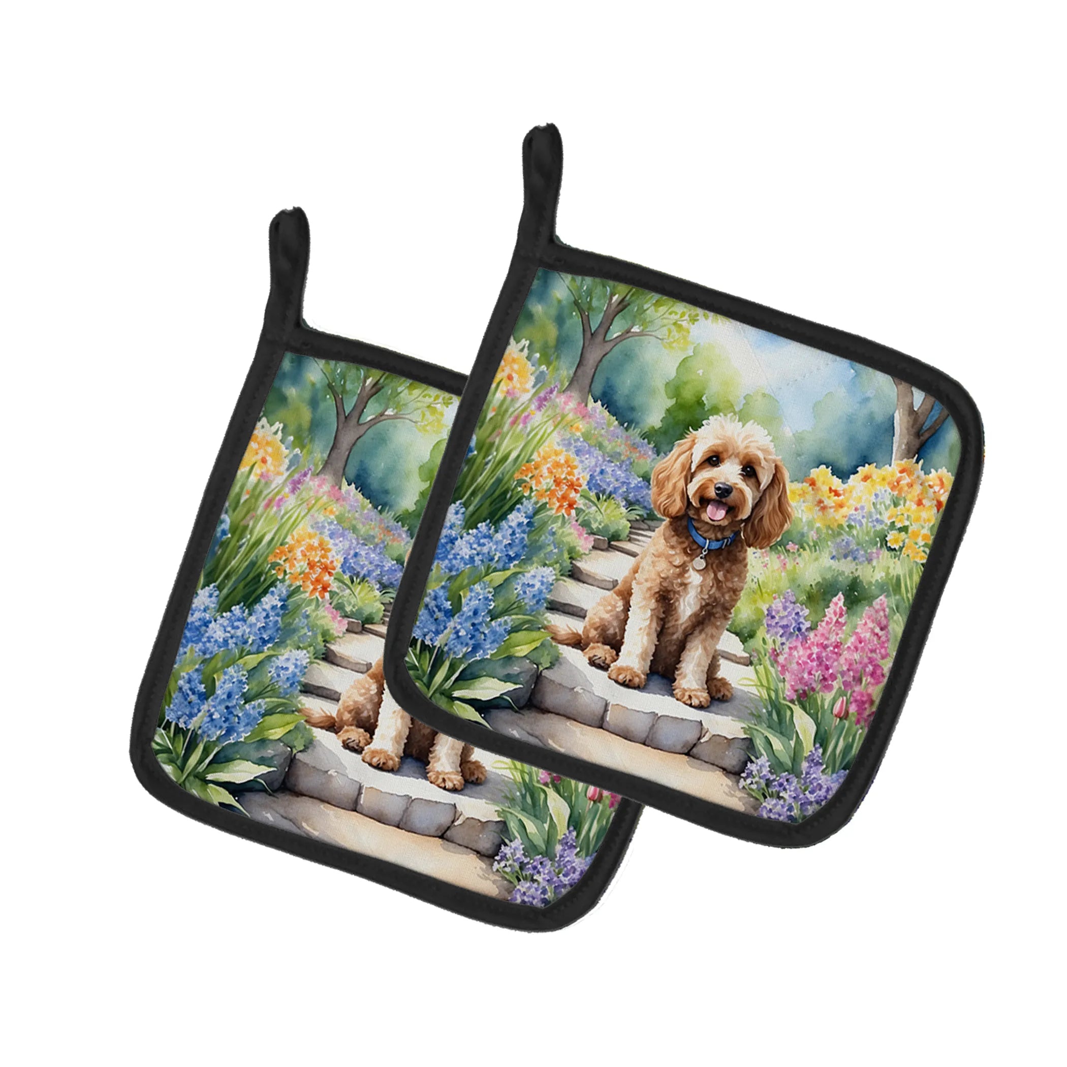 Spring Path Pair of Pot Holders - Size: 7.5HX7.5W | Pack Of: 1 | Collection name: Spring path