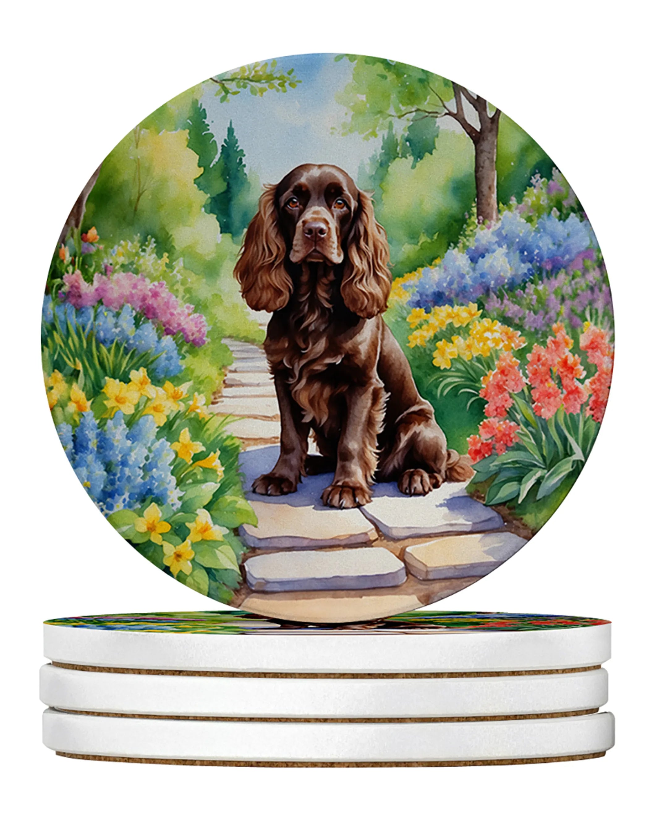 Spring Path Large Sandstone Coasters (Pack of 4)