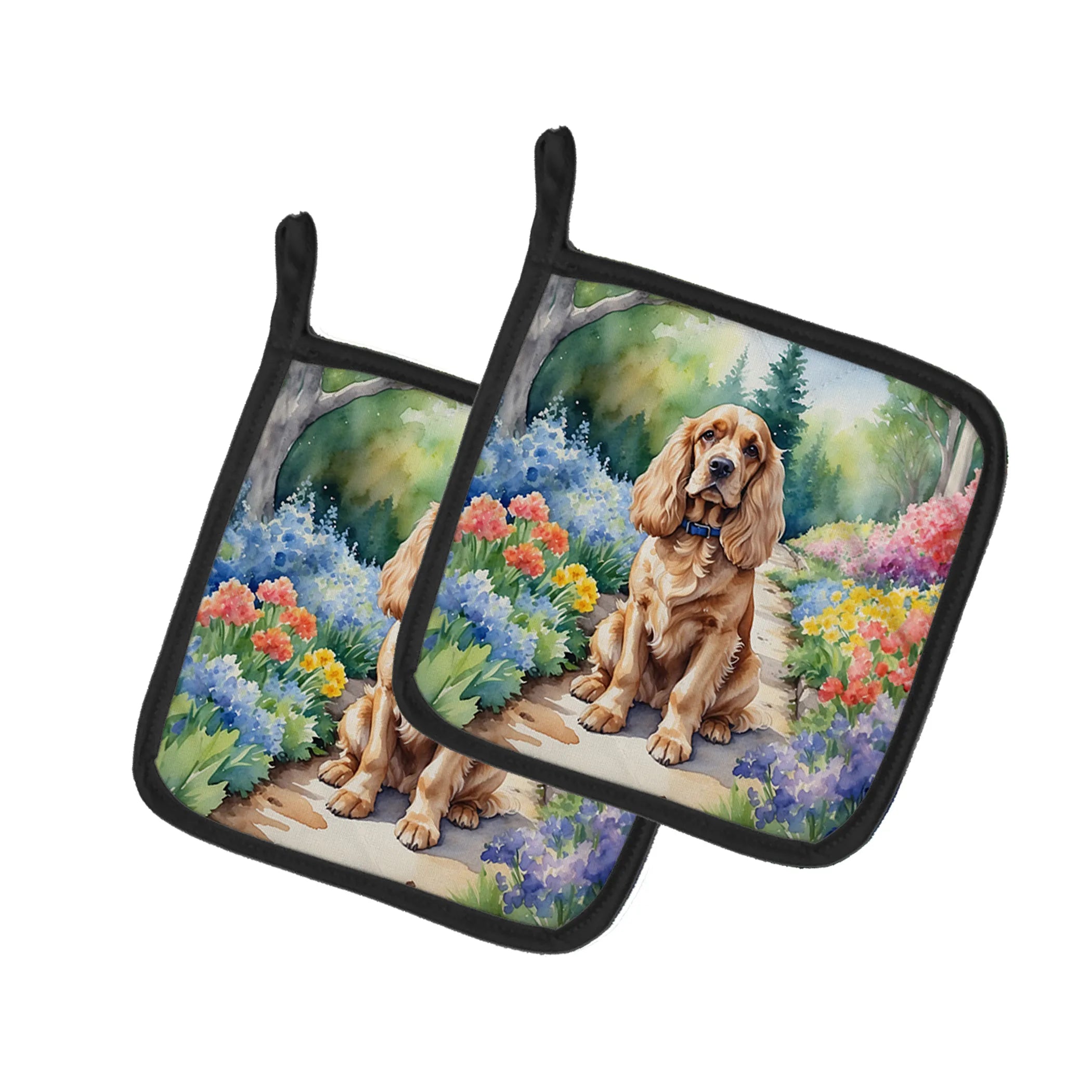 Spring Path Pair of Pot Holders - Size: 7.5HX7.5W | Pack Of: 1 | Collection name: Spring path