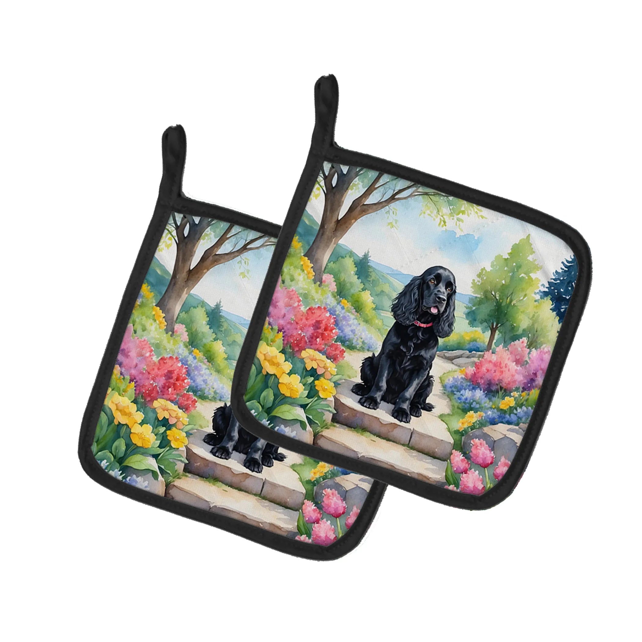 Spring Path Pair of Pot Holders - Size: 7.5HX7.5W | Pack Of: 1 | Collection name: Spring path