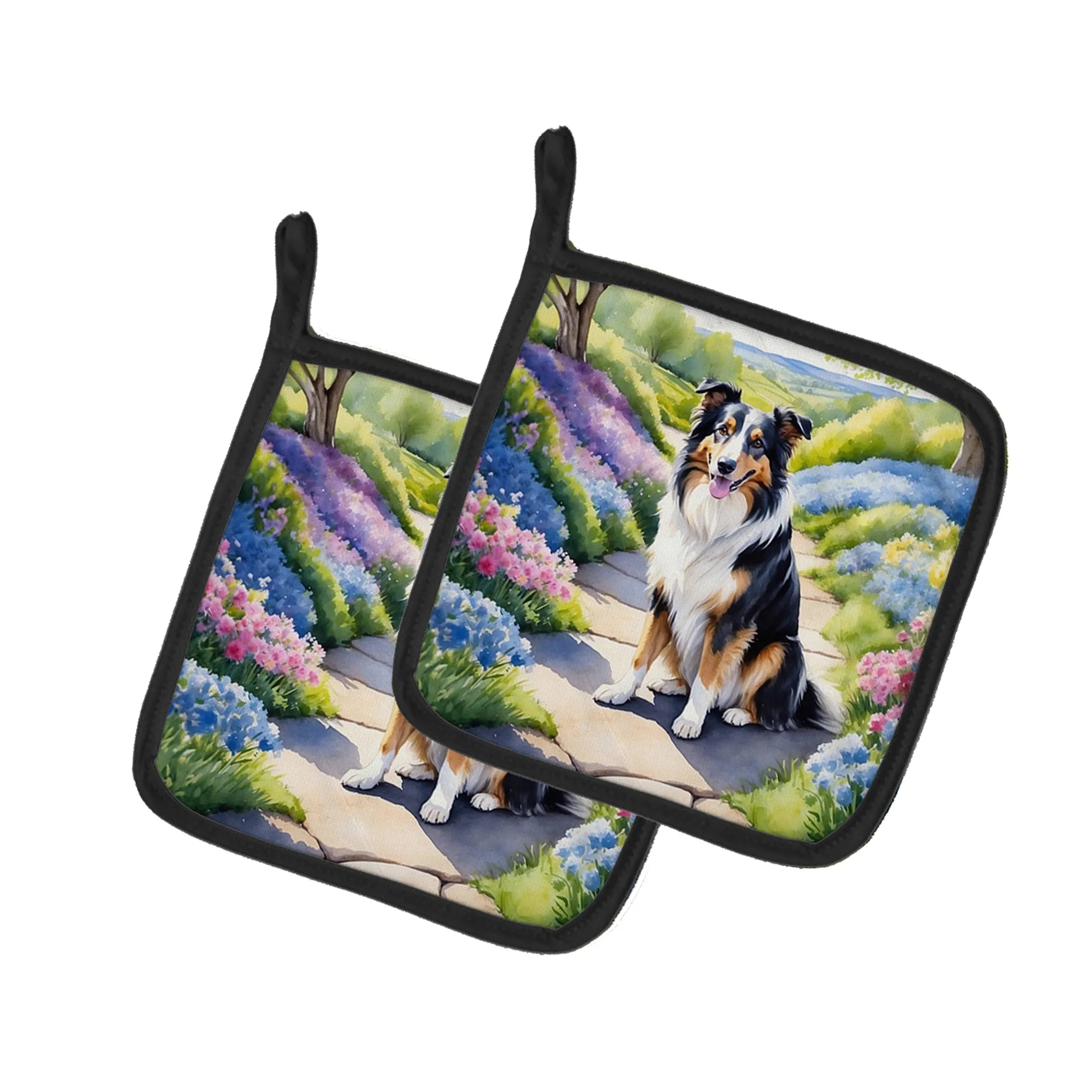 Spring Path Pair of Pot Holders - Size: 7.5HX7.5W | Pack Of: 1 | Collection name: Spring path