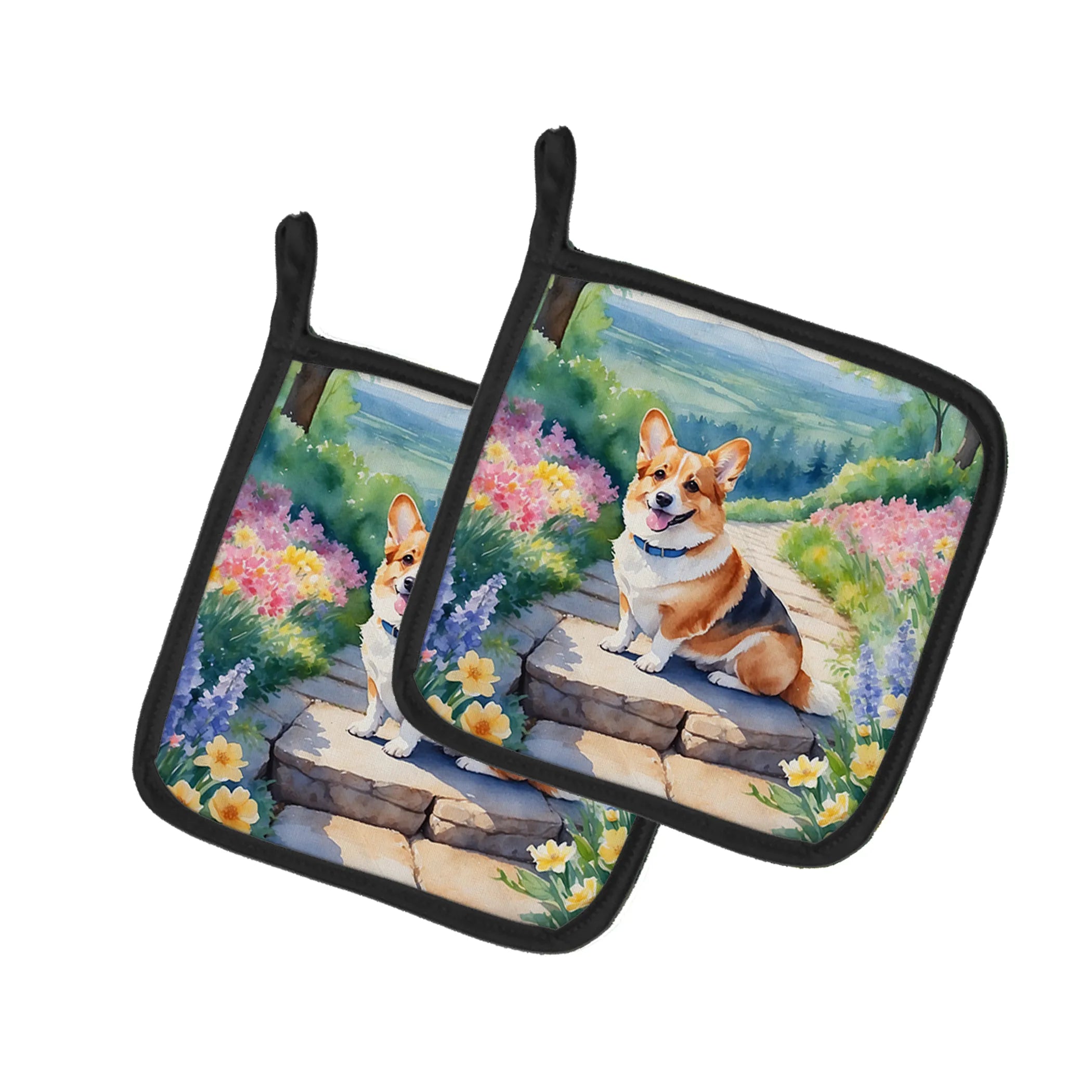 Spring Path Pair of Pot Holders - Size: 7.5HX7.5W | Pack Of: 1 | Collection name: Spring path