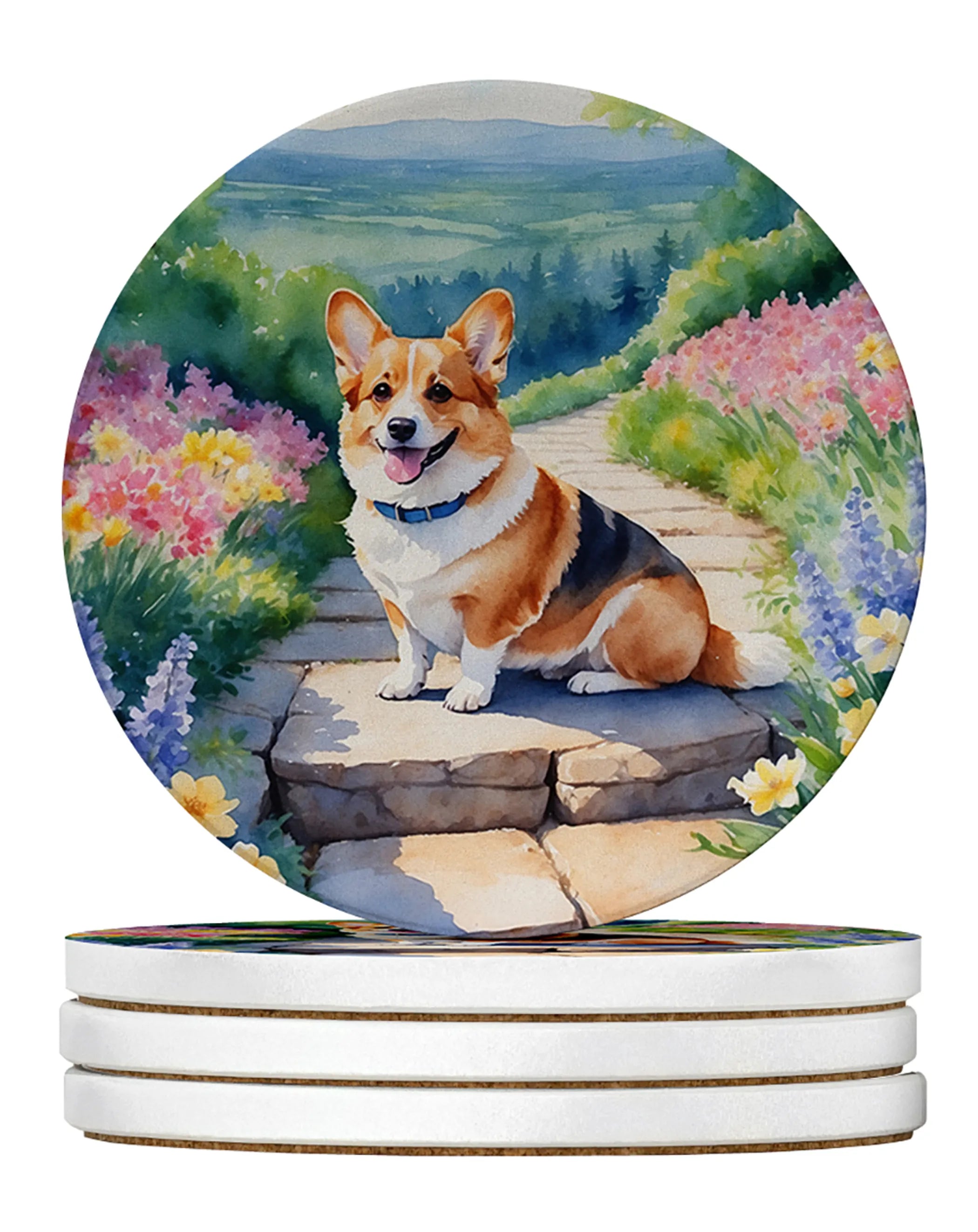 Spring Path Large Sandstone Coasters (Pack of 4)