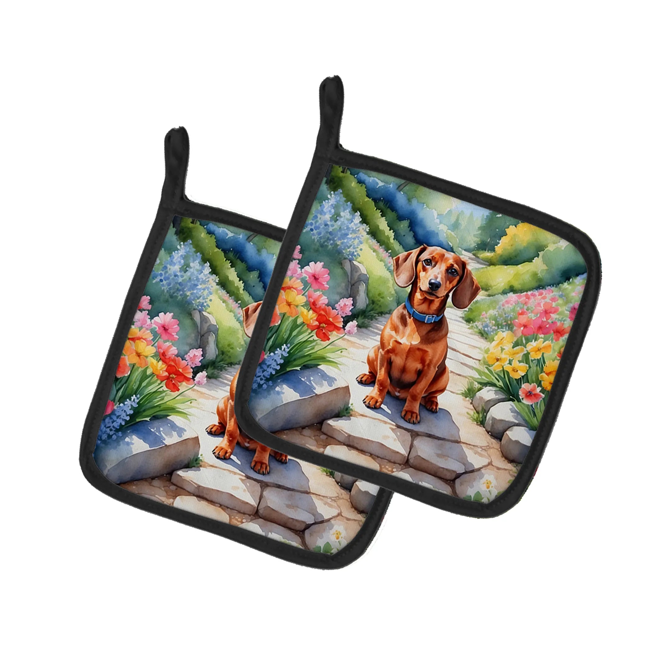 Spring Path Pair of Pot Holders - Size: 7.5HX7.5W | Pack Of: 1 | Collection name: Spring path