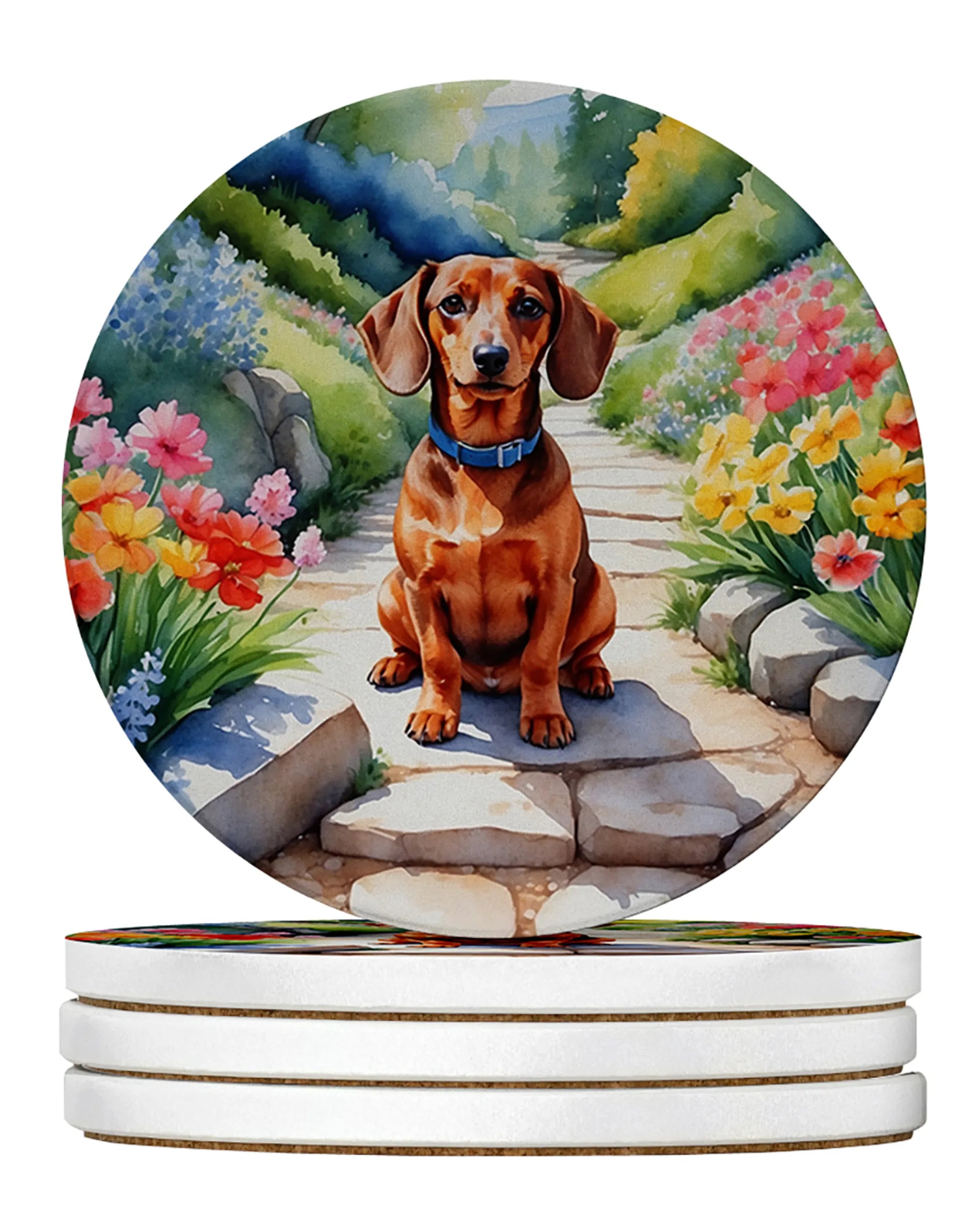 Spring Path Large Sandstone Coasters (Pack of 4)