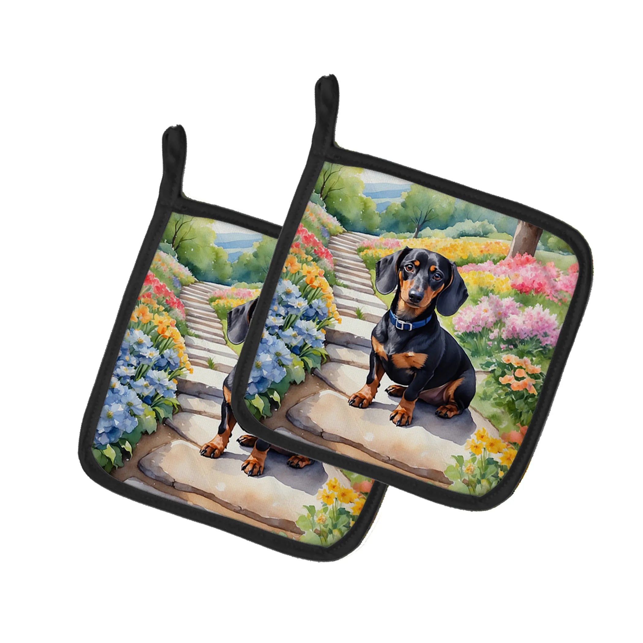 Spring Path Pair of Pot Holders - Size: 7.5HX7.5W | Pack Of: 1 | Collection name: Spring path