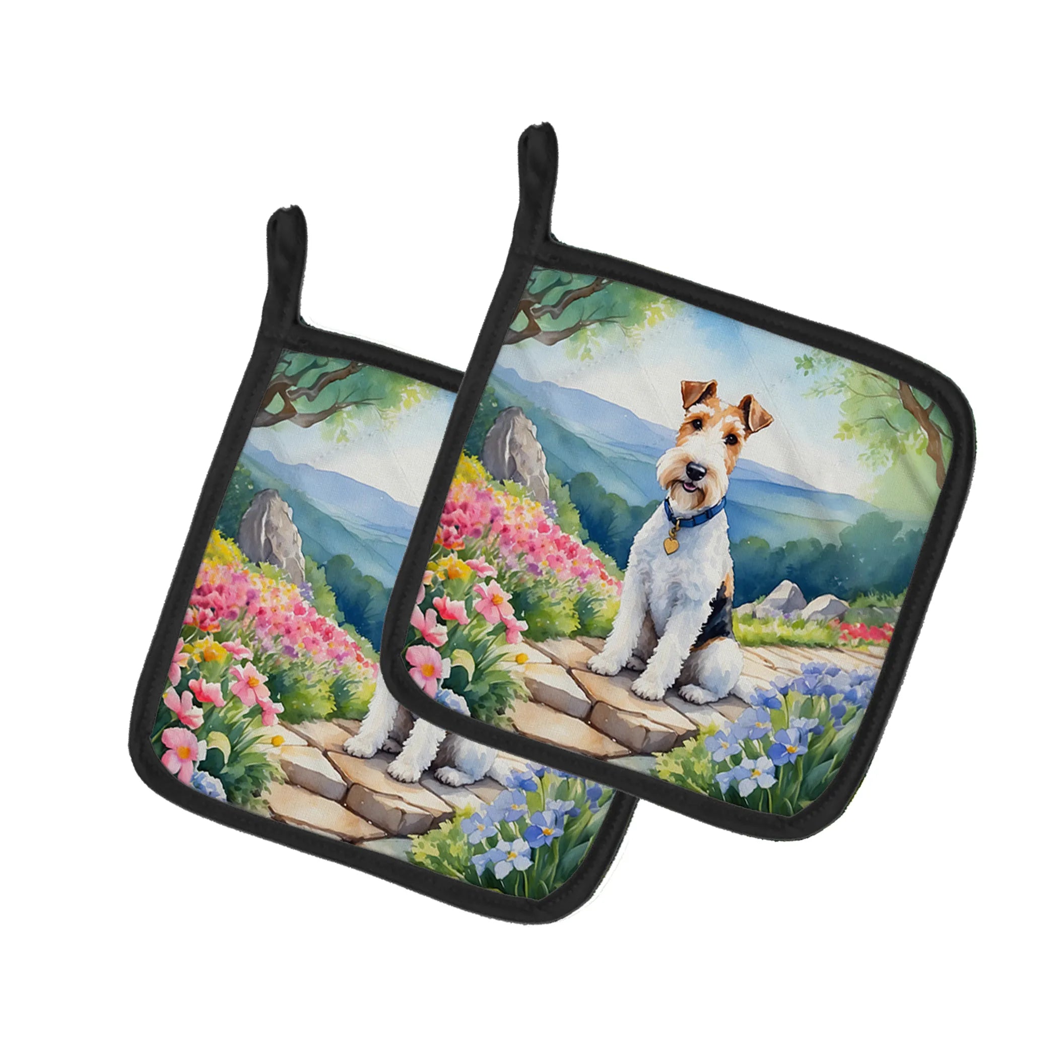 Spring Path Pair of Pot Holders - Size: 7.5HX7.5W | Pack Of: 1 | Collection name: Spring path