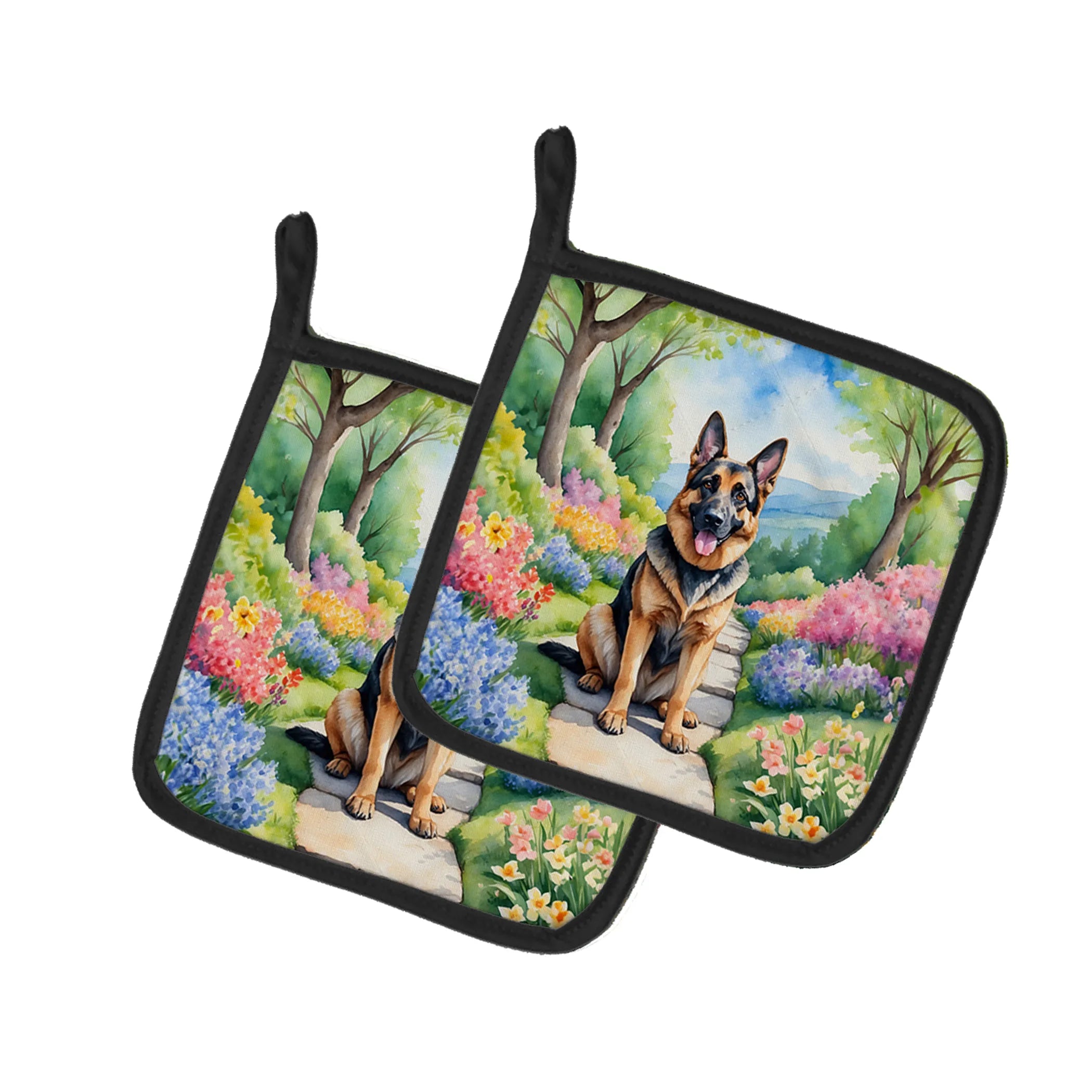 Spring Path Pair of Pot Holders - Size: 7.5HX7.5W | Pack Of: 1 | Collection name: Spring path