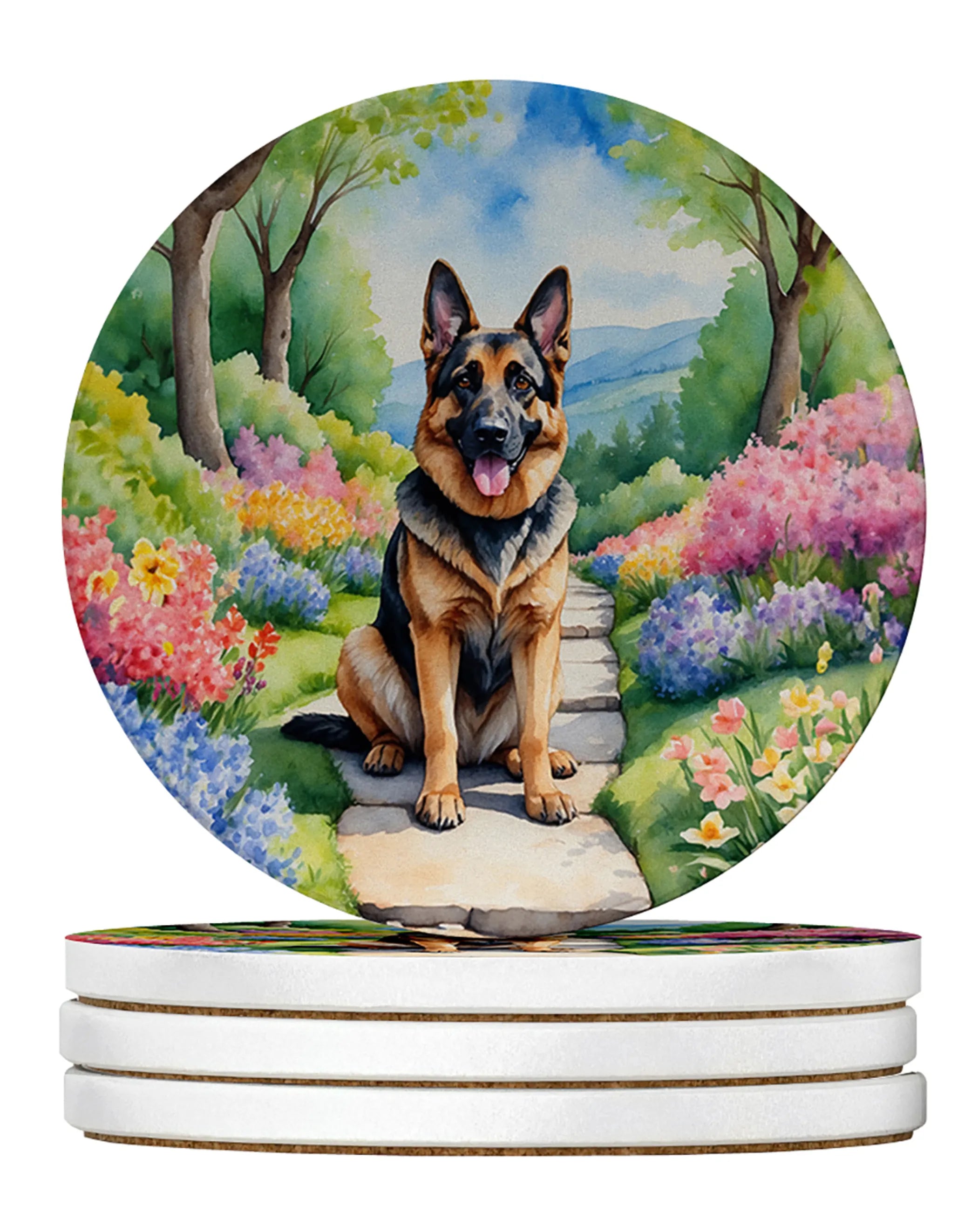 Spring Path Large Sandstone Coasters (Pack of 4)